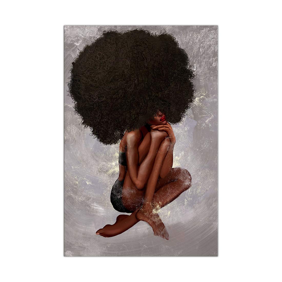 African American Wall Art - Black Girl Abstract Pop Art Canvas Print, Afro Woman Painting, Framed Ready to Hang - Perfect for Living Room, Bedroom & Office Decor