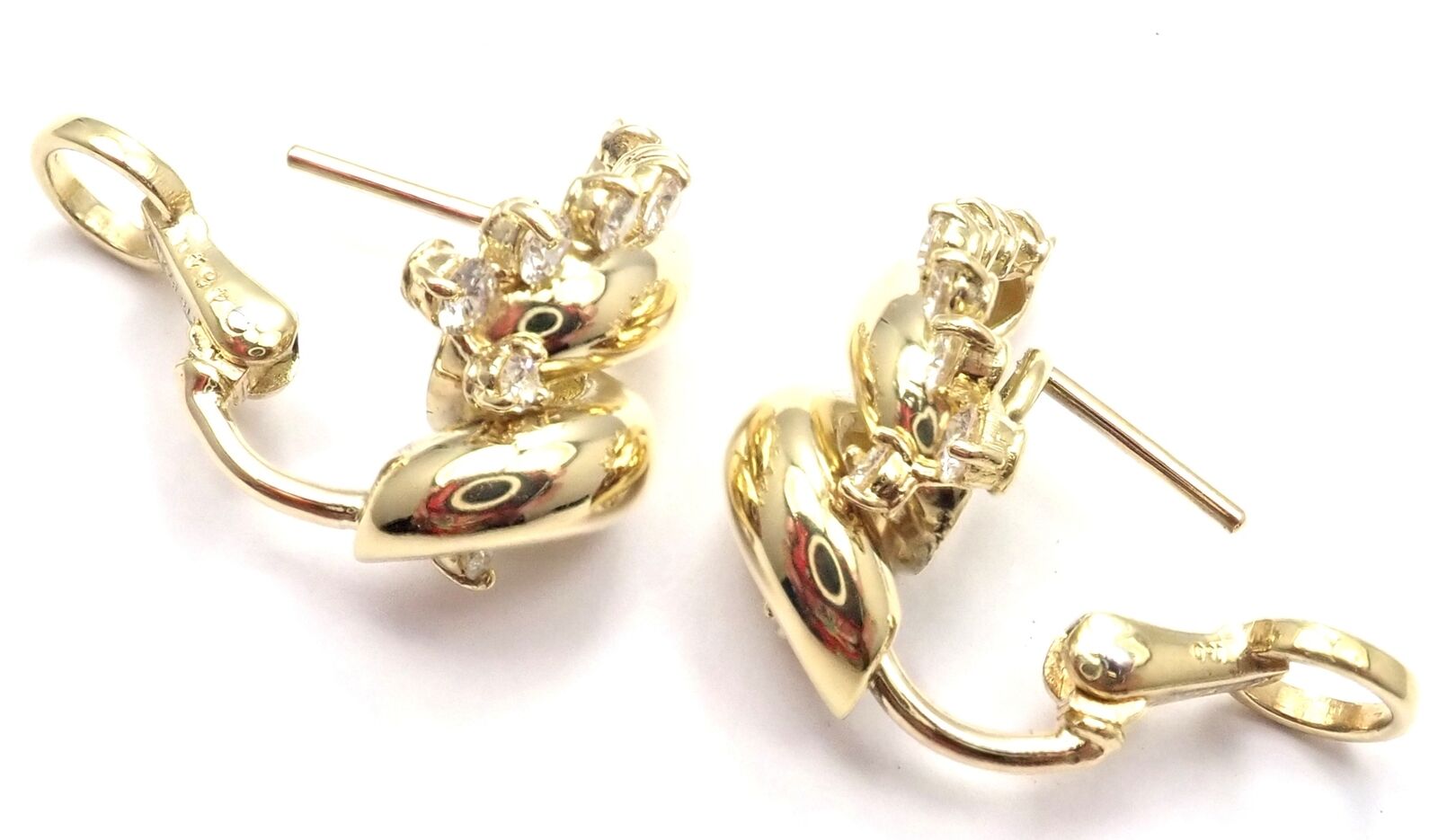 Authentic Tiffany & Co 18k Yellow Gold Diamond Swirl Earrings - Luxury Jewelry for Women, Perfect for Weddings, Anniversaries & Special Occasions