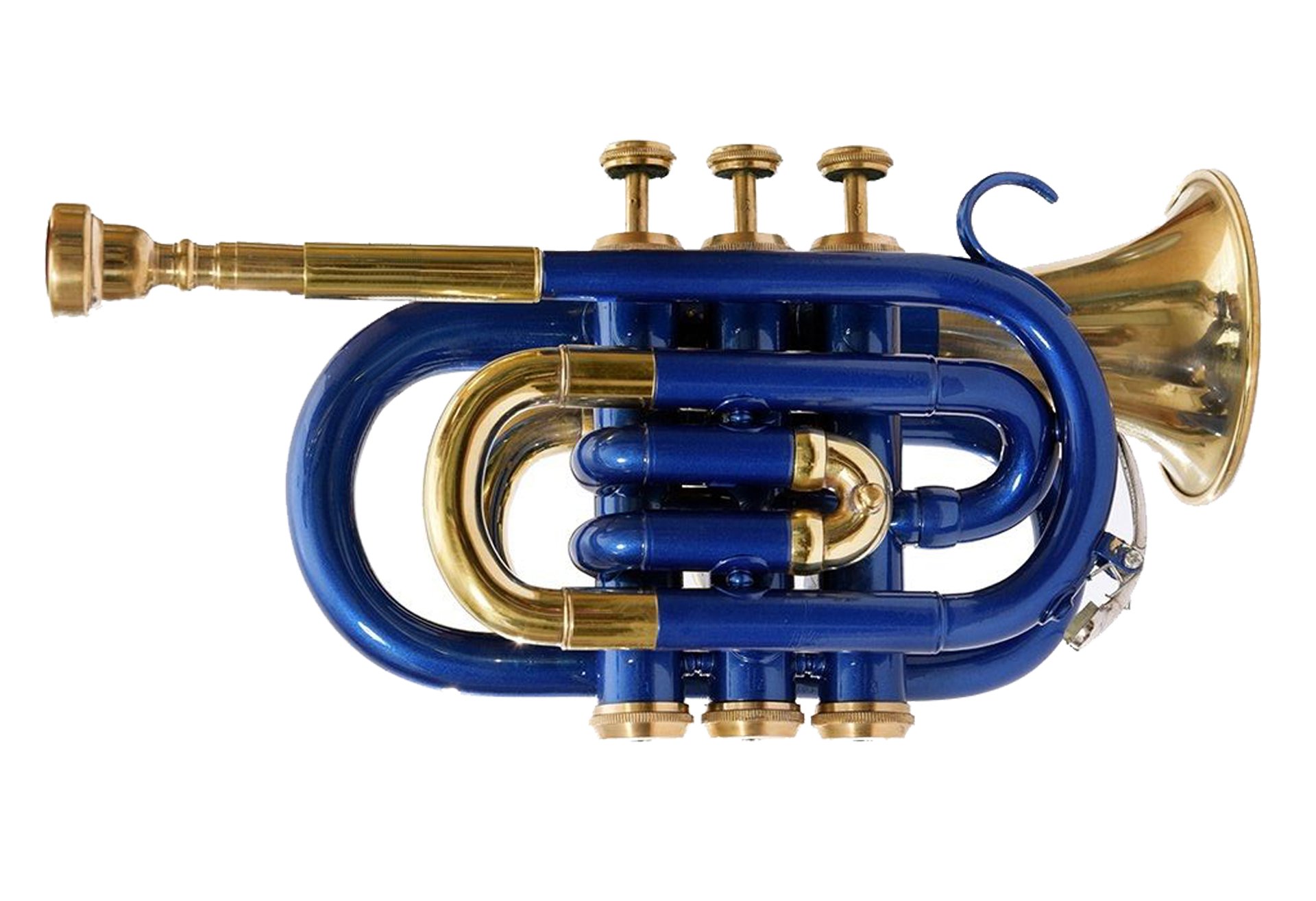 Best 3-Valve Blue Pocket Trumpet with Hard Case & Mouthpiece - Compact Brass Instrument for Travel, Practice & Jazz Performances