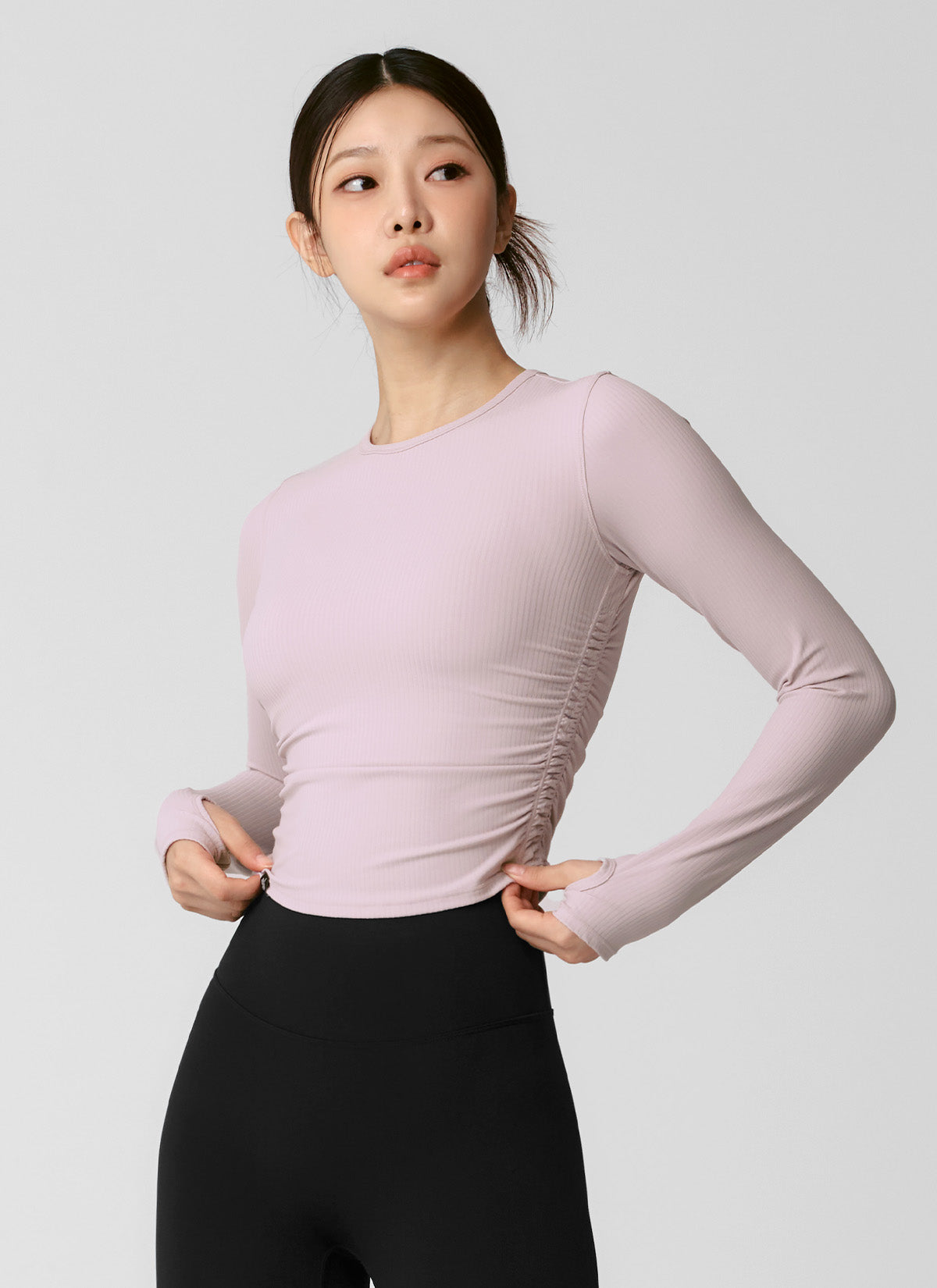 Stylish Side Shirring Crop Long Sleeve Top for Women - Perfect for Casual Outings, Date Nights & Layered Outfits