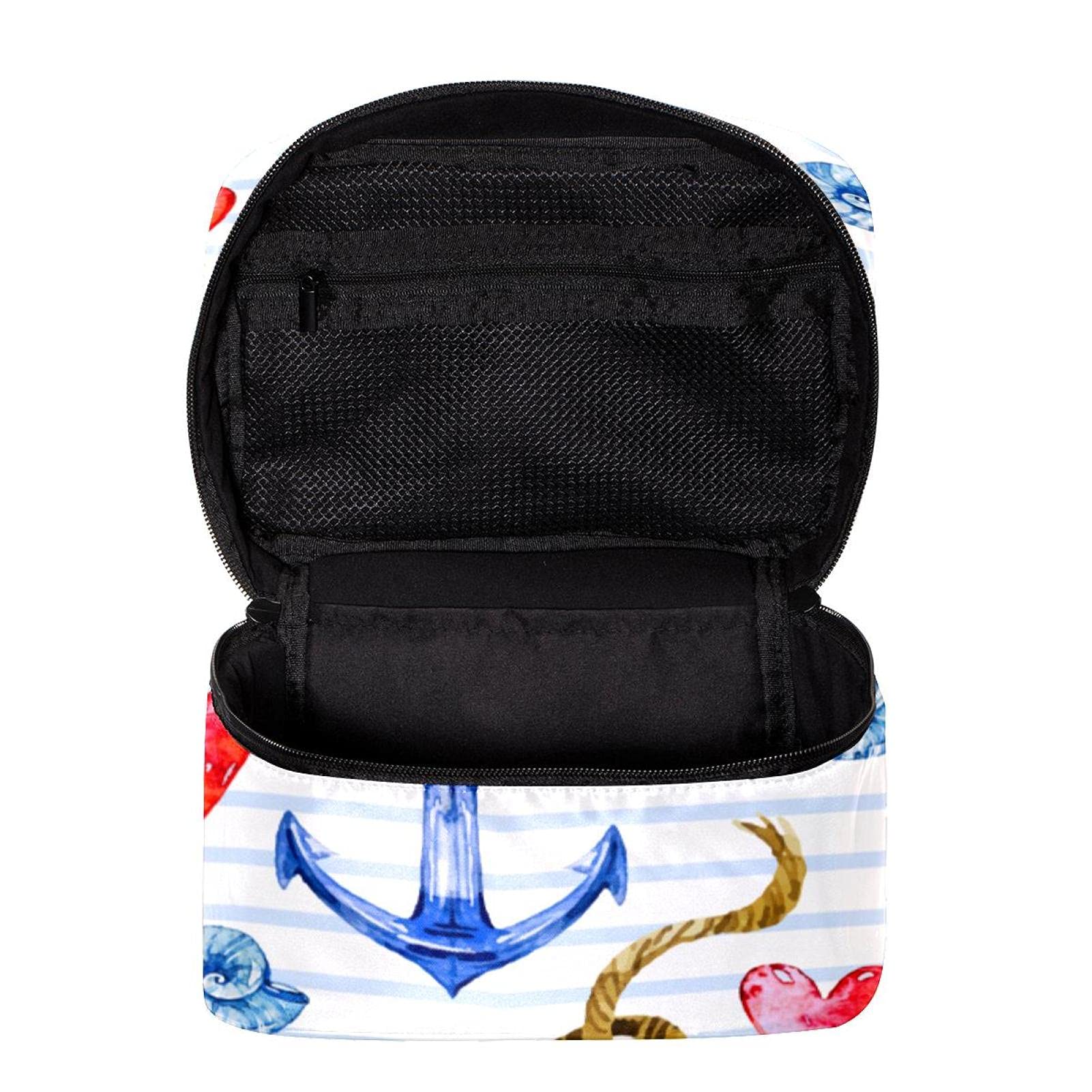 **Nautical Rope Anchor Snail & Stripe Travel Makeup Bag – Large Cosmetic Organizer with Zipper – Waterproof Toiletry Bag for Women & Girls – Perfect for Travel, Gym, and Beach Essentials**