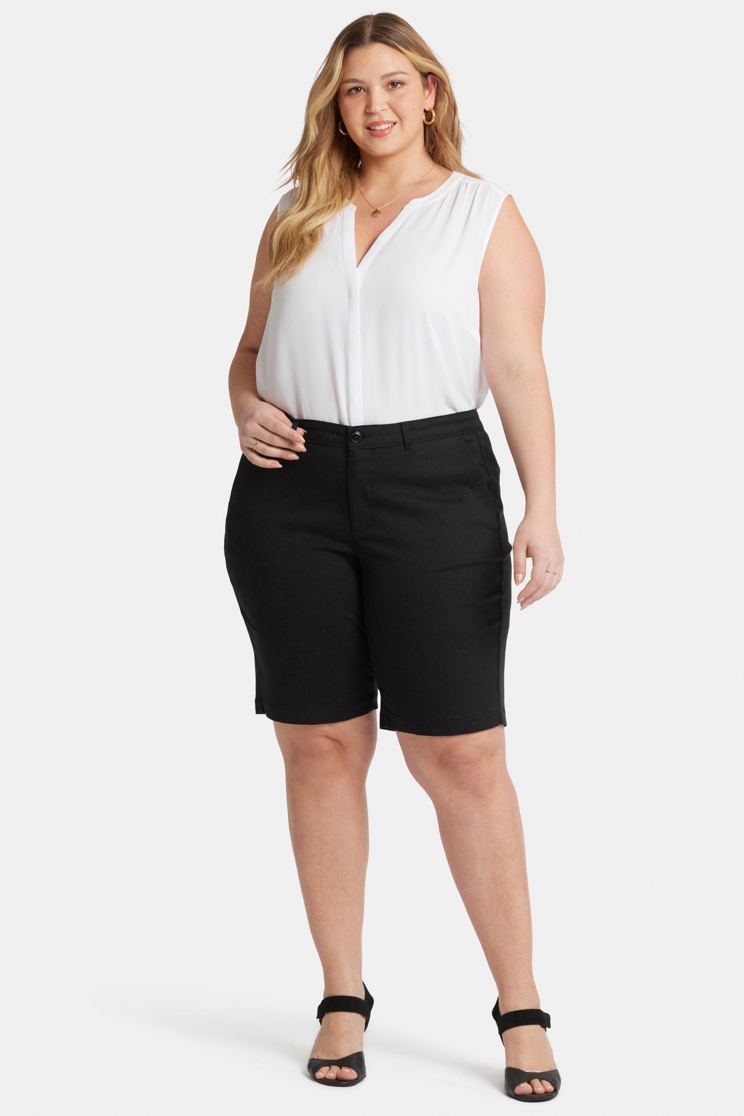 Plus Size Bermuda Shorts for Women - Black Casual Summer Shorts for Beach, Travel & Everyday Wear
