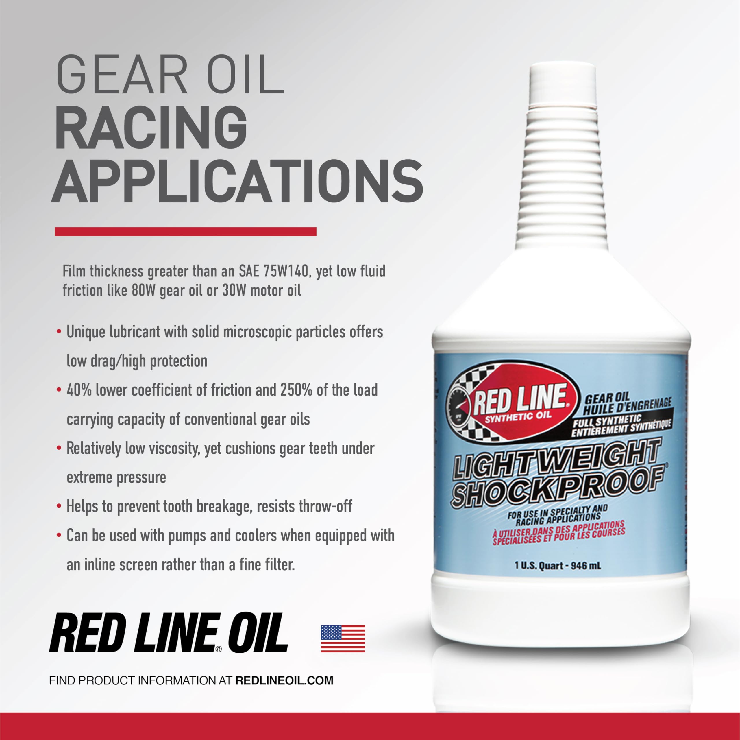 Red Line 58425 Lightweight Shockproof Gear Oil - 4/1 Gallon | High Performance Synthetic Lubricant for Cars, Trucks & Racing Vehicles | Extreme Temperature Protection