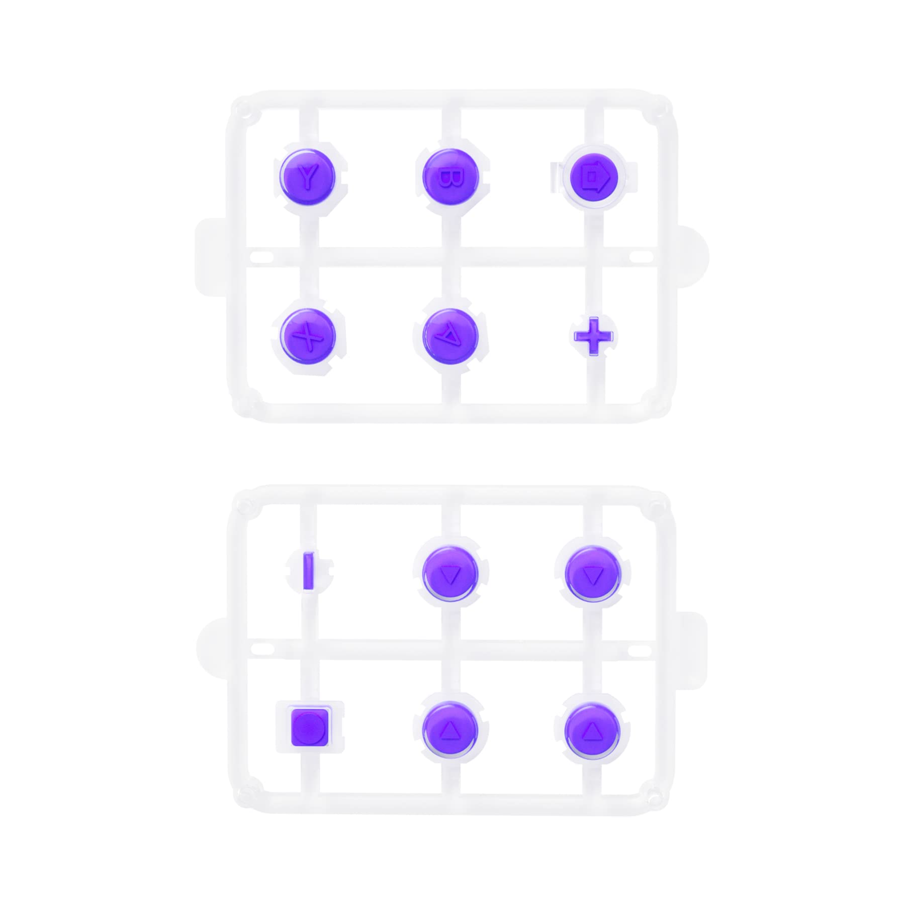 eXtremeRate Purple & Clear Two-Tone Jelly Buttons for Nintendo Switch JoyCon - Custom ABXY Direction Home Capture + - Keys with Symbols, DIY Replacement Face Buttons for Switch & Switch OLED | Perfect for Gaming Enthusiasts & Controller Modders