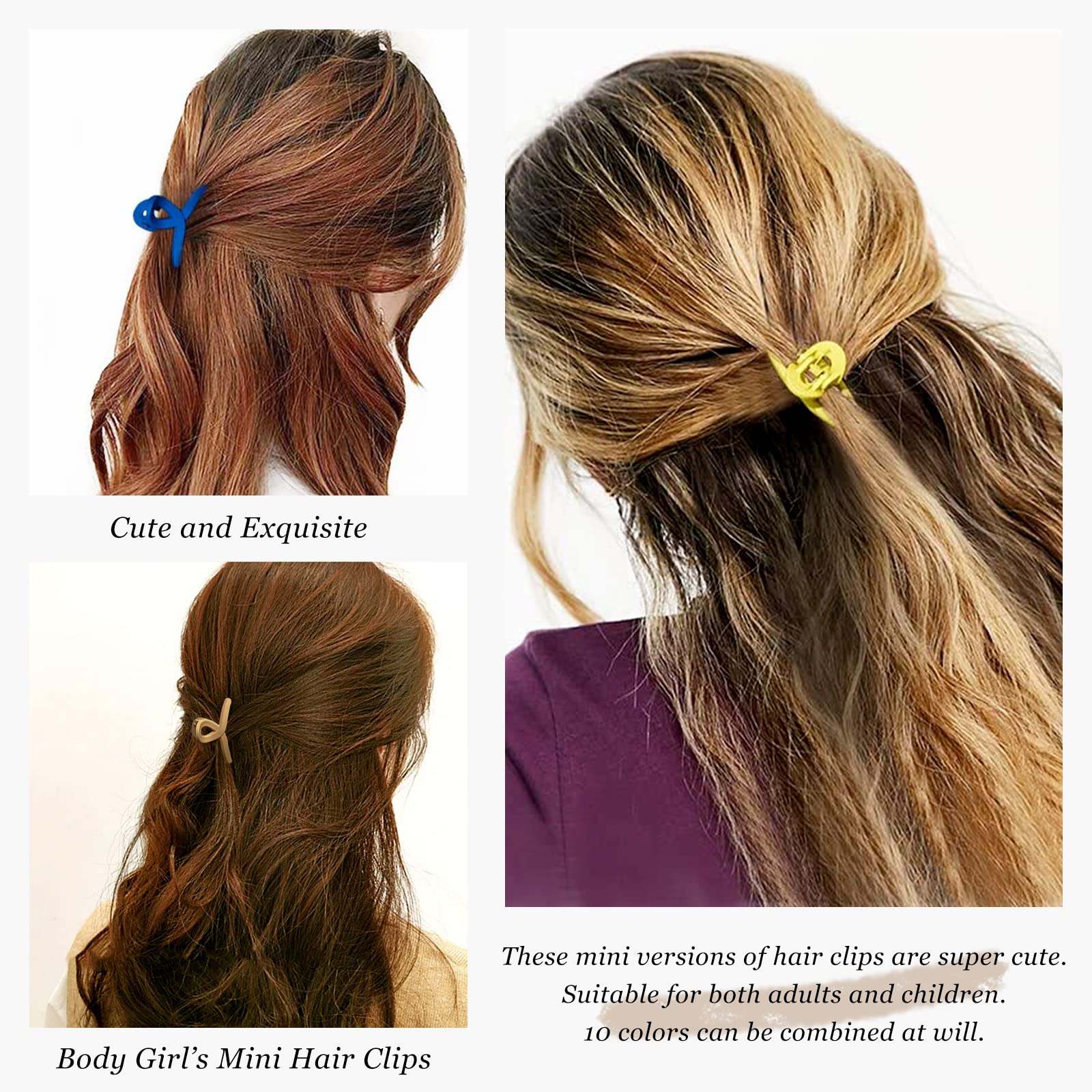 Mini Hair Claw Clips for Women & Girls - Small Colorful Butterfly Hair Clips Set of 10 - Perfect for School, Work, and Everyday Hairstyles