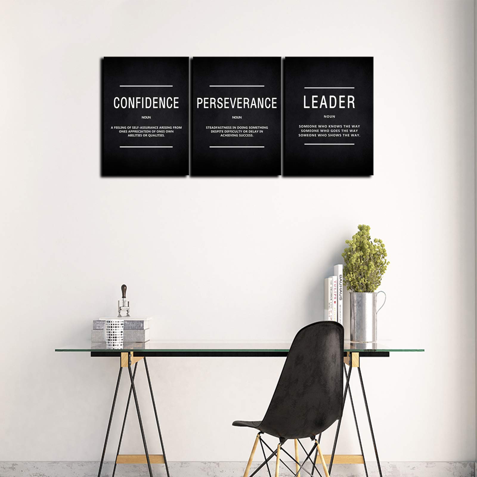 BWSPACE Motivational Canvas Wall Art - 3 Piece Grind Hustle Inspirational Decor Set (36x16 Inches) for Office, Living Room & Bedroom - Perfect for Home & Workspace Motivation