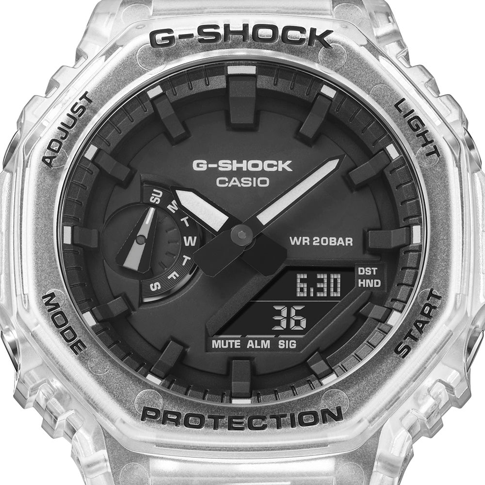 G Shock GA2100SKE 7A 'CasiOak' Transparent Series Watch - Shock Resistant Digital Analog Sport Watch for Men - Perfect for Outdoor Activities, Running & Extreme Sports