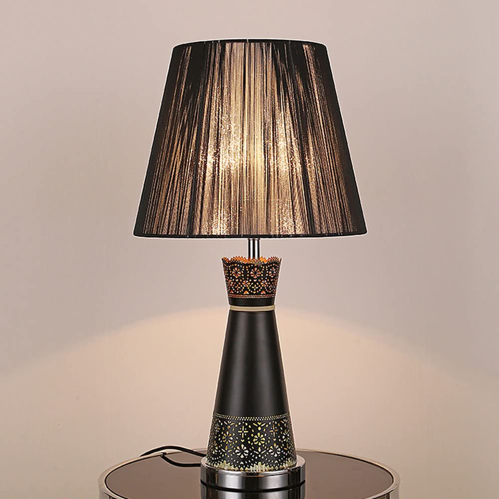 Modern Metal Nightstand Lamp with Fabric Shade - E27 1-Light Table Lamp for Kids Room, Bedside, Desk, or Vanity - 22.85 Inch Height Home Decor Lighting Fixture - Perfect for Bedrooms, Living Rooms, and Cozy Reading Nooks