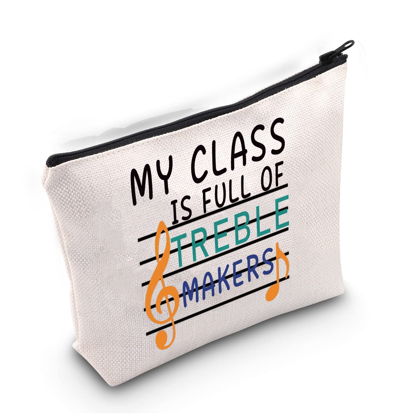 LEVLO Funny Band Teacher Cosmetic Bag - 'My Class Is Full of Treble Makers' Makeup Pouch - Perfect Gift for Music Educators, Teacher Appreciation Day & Band Directors - Great for School, Rehearsals & Travel