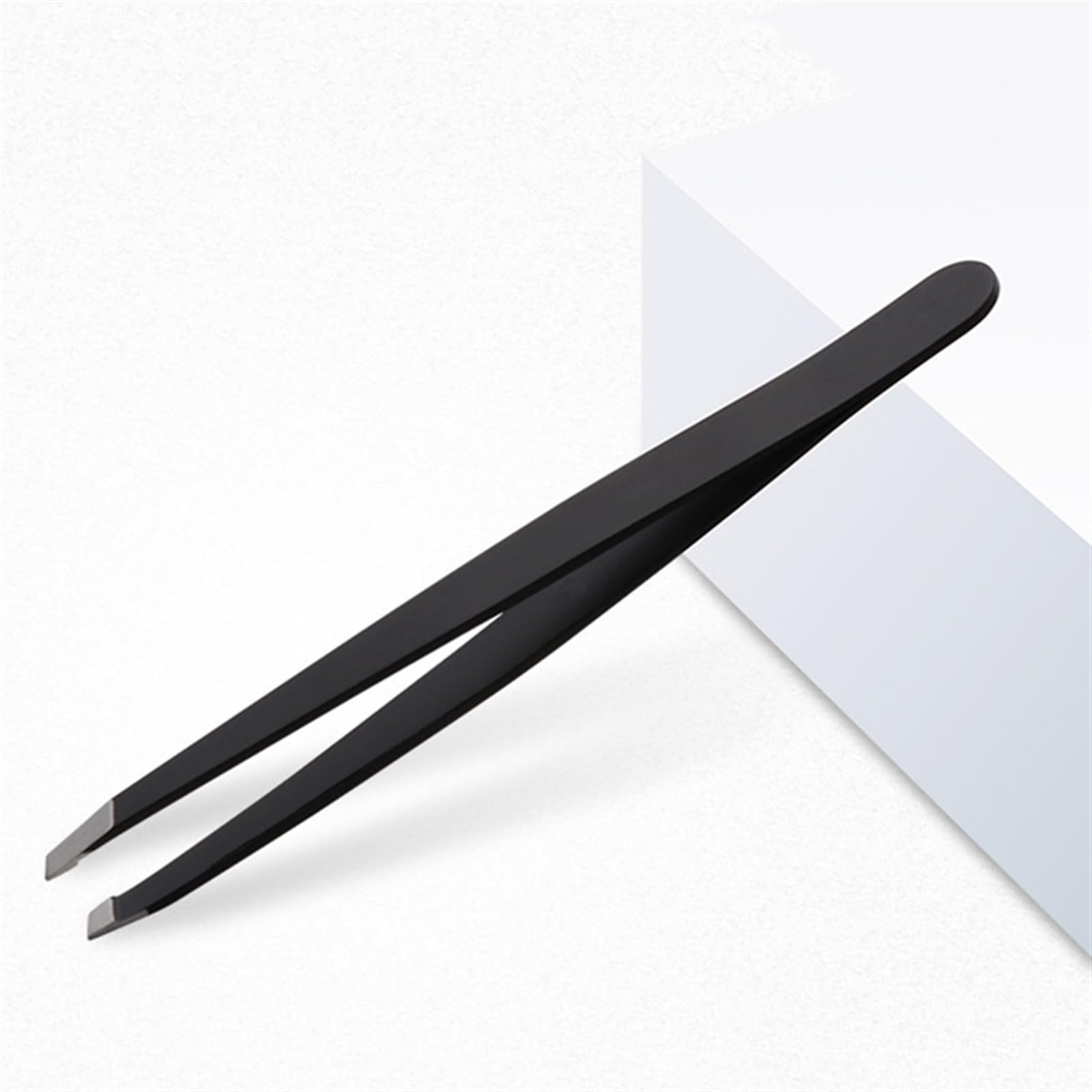 Professional Stainless Steel Slanted Eyebrow Tweezers for Hair Removal - Precise & Painless Grooming Tool for Eyebrows, Facial Hair & Makeup (Black) - Perfect for Home, Salon & Travel Use