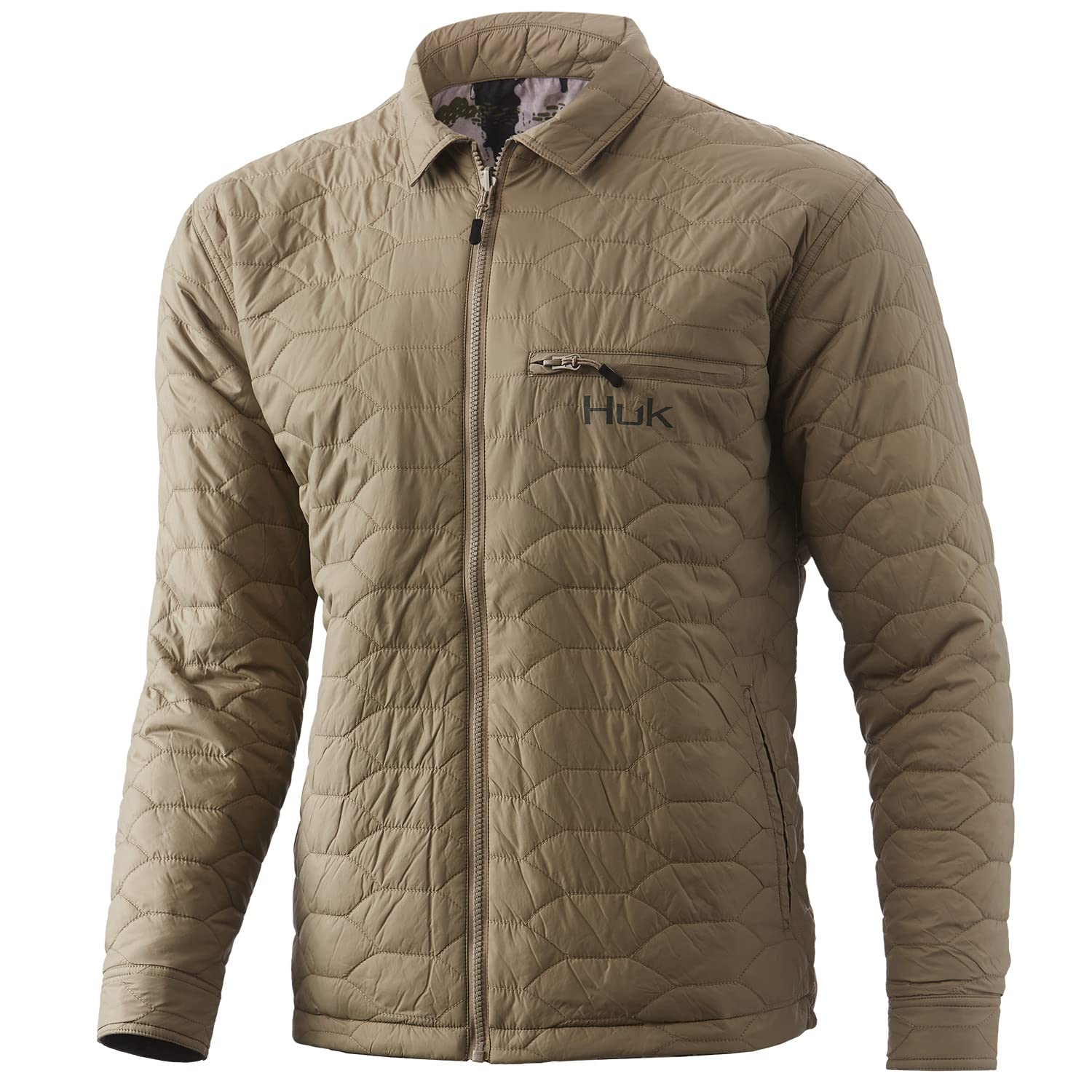 HUK Men's Ballast Quilted Reversible Water Resistant Jacket - Lightweight Outdoor Fishing & Hunting Coat for Cold Weather Protection