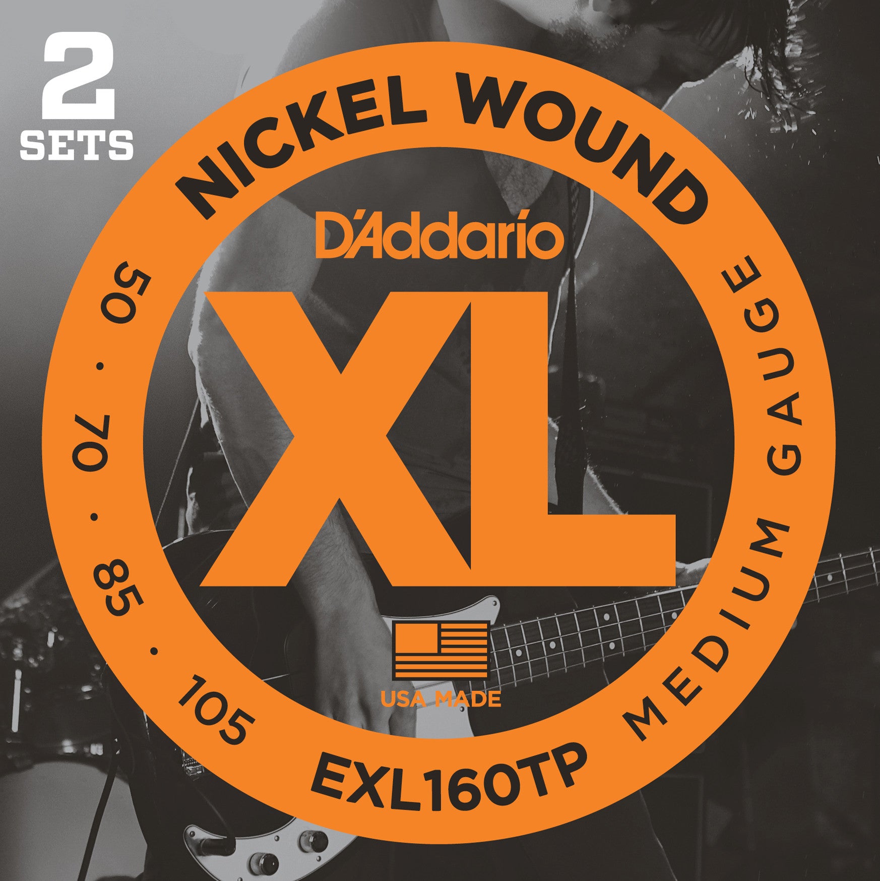 D'Addario EXL160TP Nickel Wound Bass Guitar Strings - Medium Gauge (50-105) - 2 Pack for Long Scale Bass Guitars - Perfect for Rock, Jazz & Studio Recording