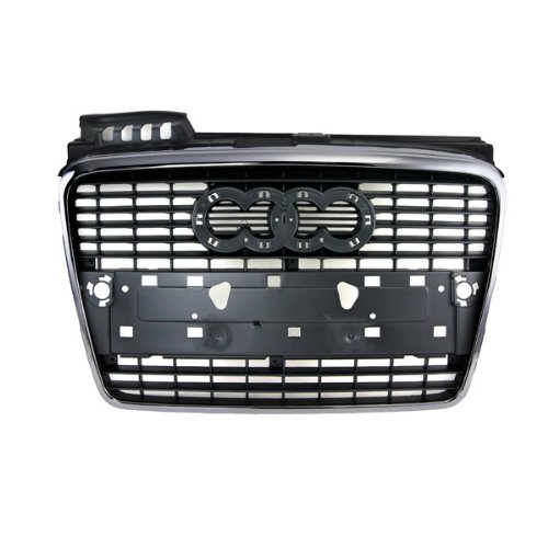 CarPartsDepot - Front Upper Matte Black Grille with Chrome Trim for Audi (400-113076 AU1200112 8E0853651J1QP) | Premium Auto Upgrade for A4, A5, Q5 Models | Enhances Vehicle Appearance & Style