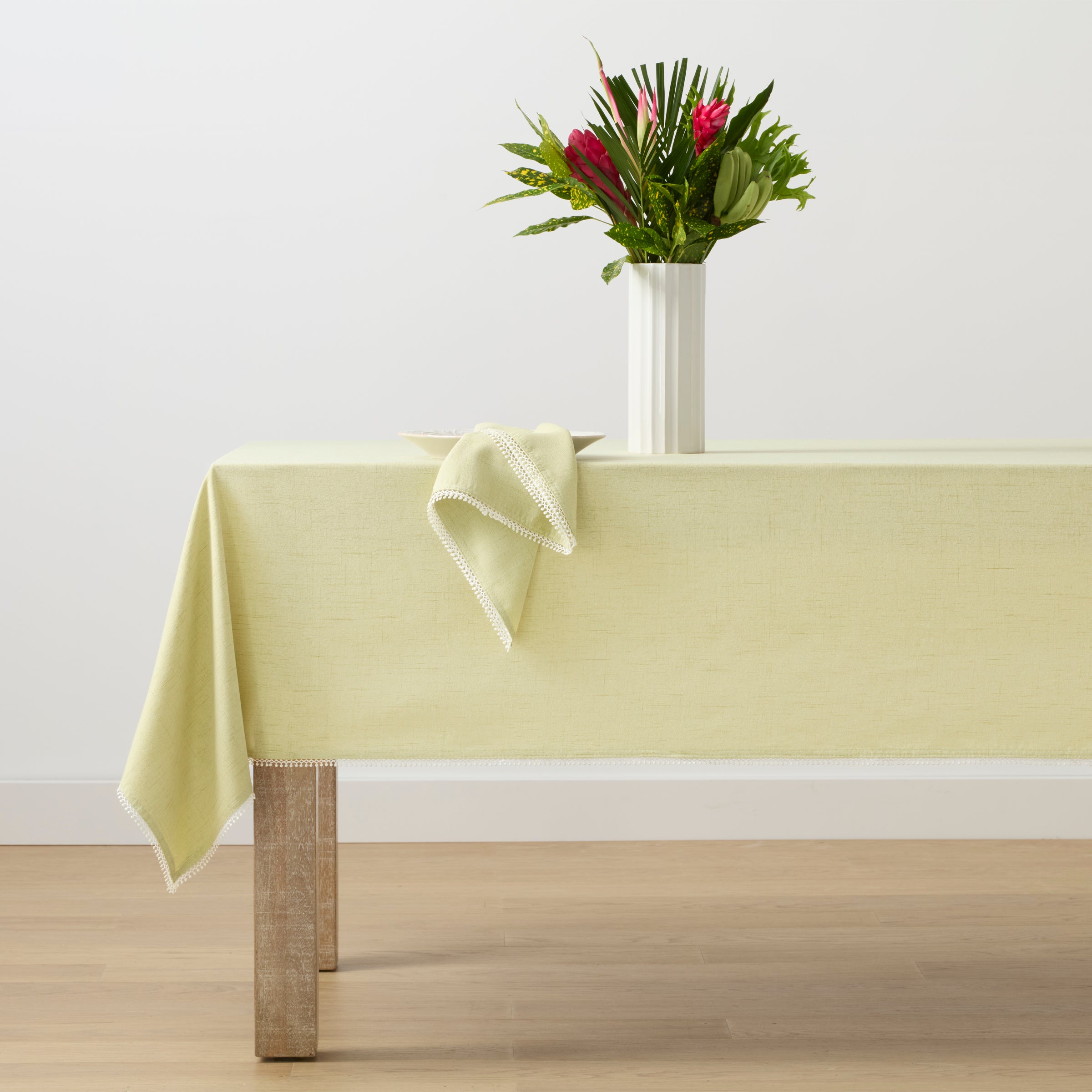 Premium French Perle Pistachio Tablecloth - Elegant & Durable Cotton Table Cover for Dining, Parties & Home Decor