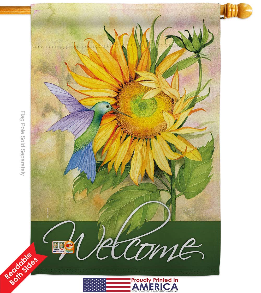 Double-Sided Sunflower & Hummingbird House Flag - 28x40 Inch USA-Made Garden Banner with Floral Designs (Tulip, Rose, Orchid, Lilies) - Perfect for Spring Decor, Yard Wreath & Seasonal Gift