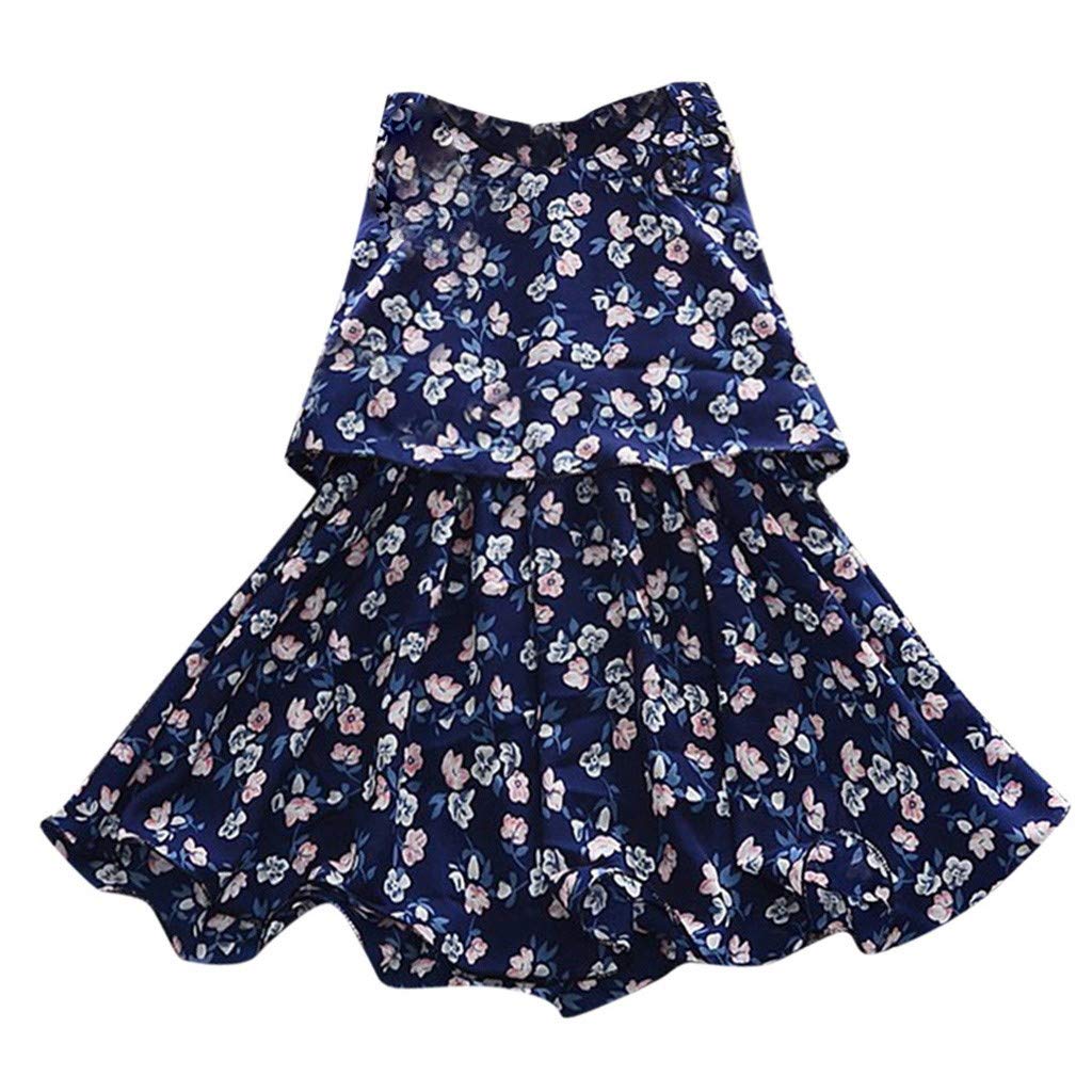 Youmymine Toddler Baby Girls Dresses - Sleeveless Floral Print Princess Dress with Bow Hat Outfit Set | Perfect for Birthday Party, Photo Shoot & Special Occasions