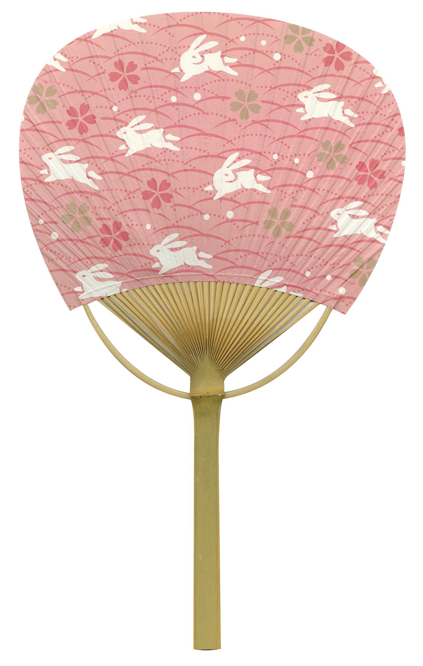 Shikoku Group Japanese Cherry Blossom Rabbit Wooden Fan - Handheld Decorative Fan for Home Decor, Wedding Favors, and Traditional Japanese Culture Events