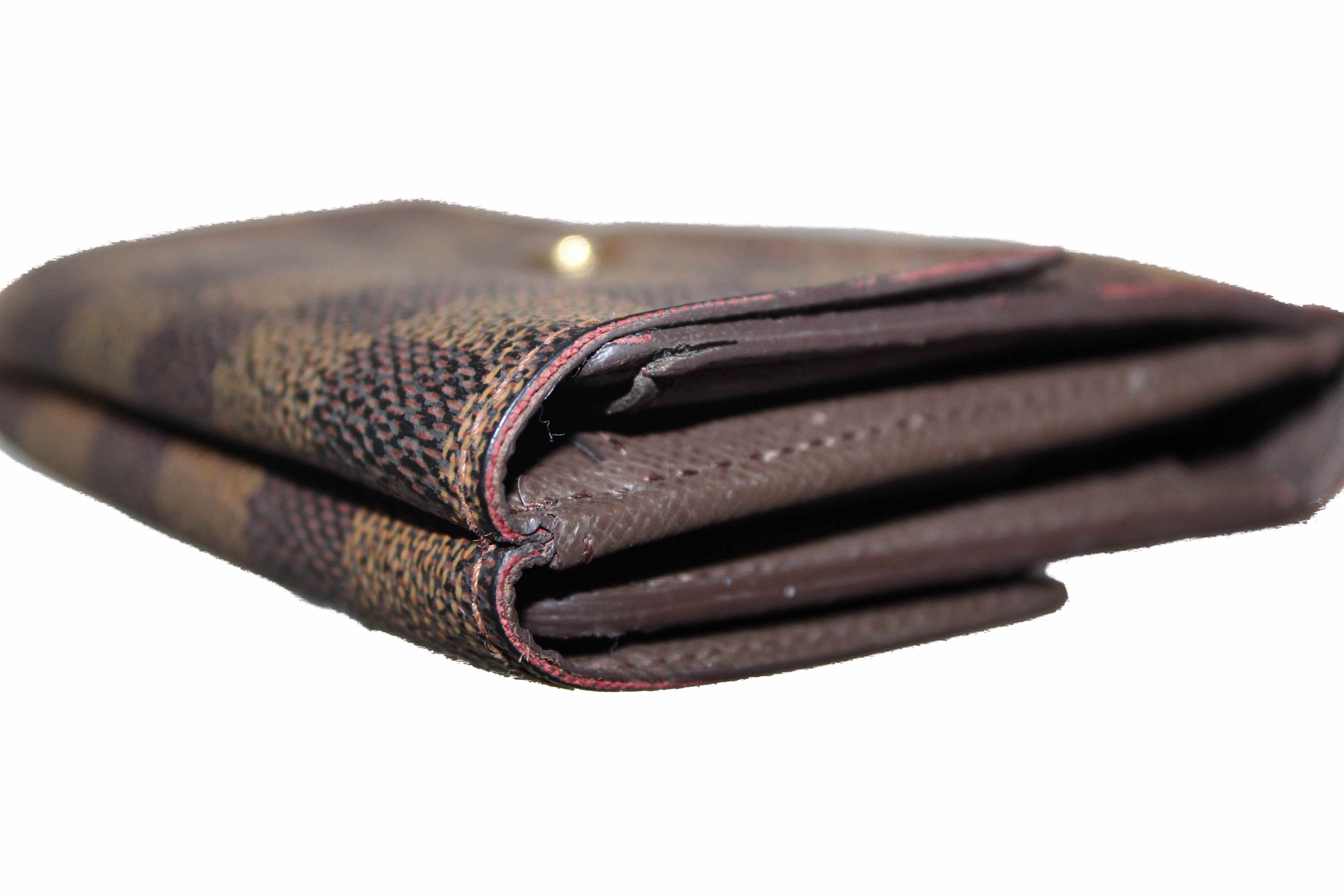 Authentic Louis Vuitton Damier Ebene Elise Trifold Wallet for Women - Genuine Leather Luxury Bifold Credit Card Holder - Perfect for Everyday Use, Travel & Gift Giving