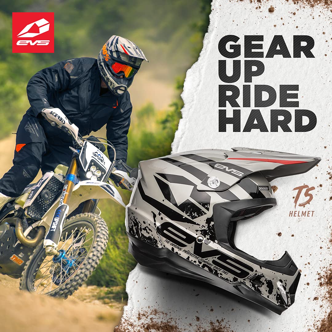EVS Sports T5 Grappler Off Road Full Face Motorcycle Helmet for Men & Women - Dirt Bike, ATV, MX Racing & Adventure Riding Protective Gear