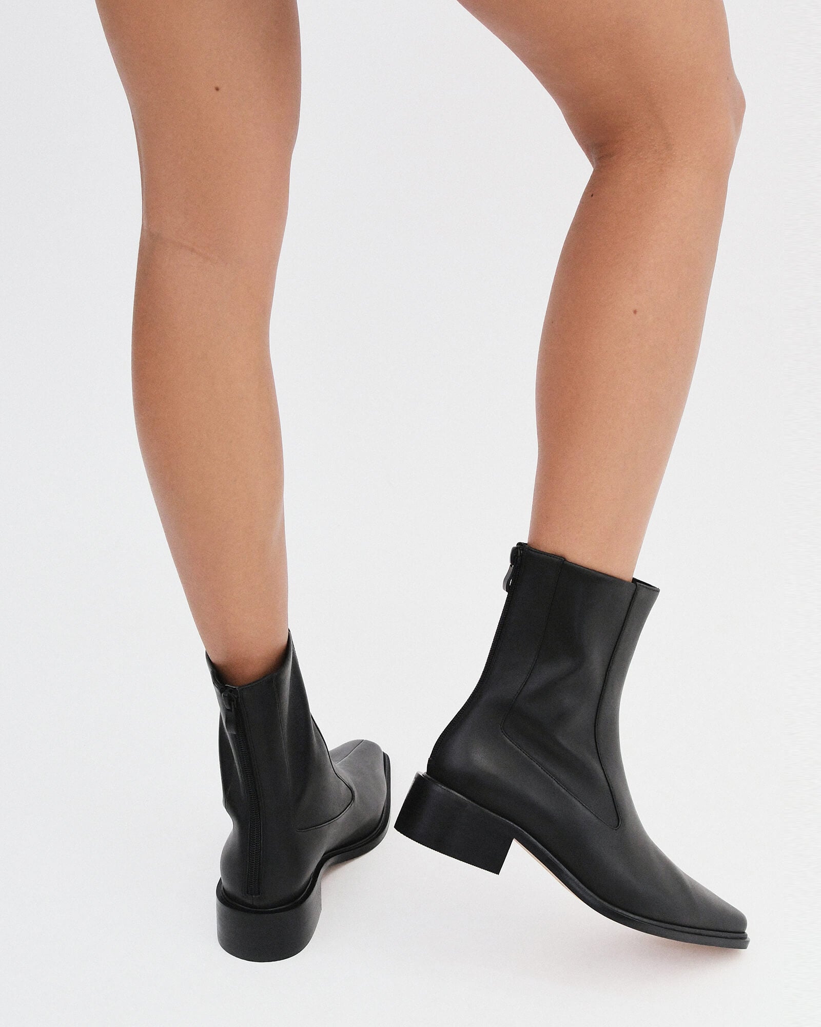 OLYMPIA Women's Flat Ankle Boots - Black Leather Casual Shoes for Everyday Wear | Comfortable & Stylish Footwear for Work, Walking & Fall/Winter Fashion