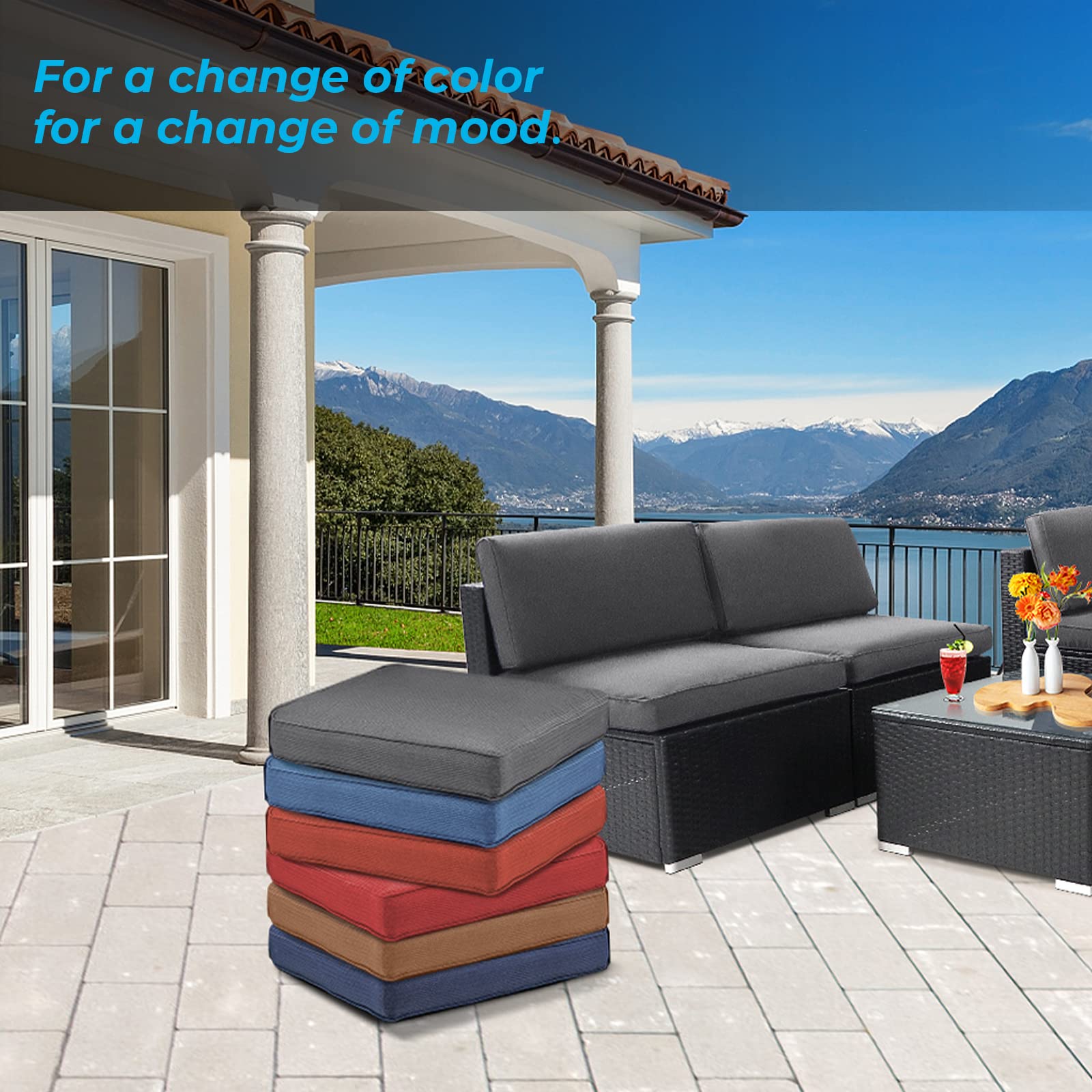 Betterland 12-Piece Waterproof Outdoor Cushion Covers - Replacement Slipcovers for Patio Sofa, Chair & Couch - UV Resistant, Fade Proof, All Weather Protection (Grey) - Perfect for Backyard, Deck, Poolside & Garden Furniture