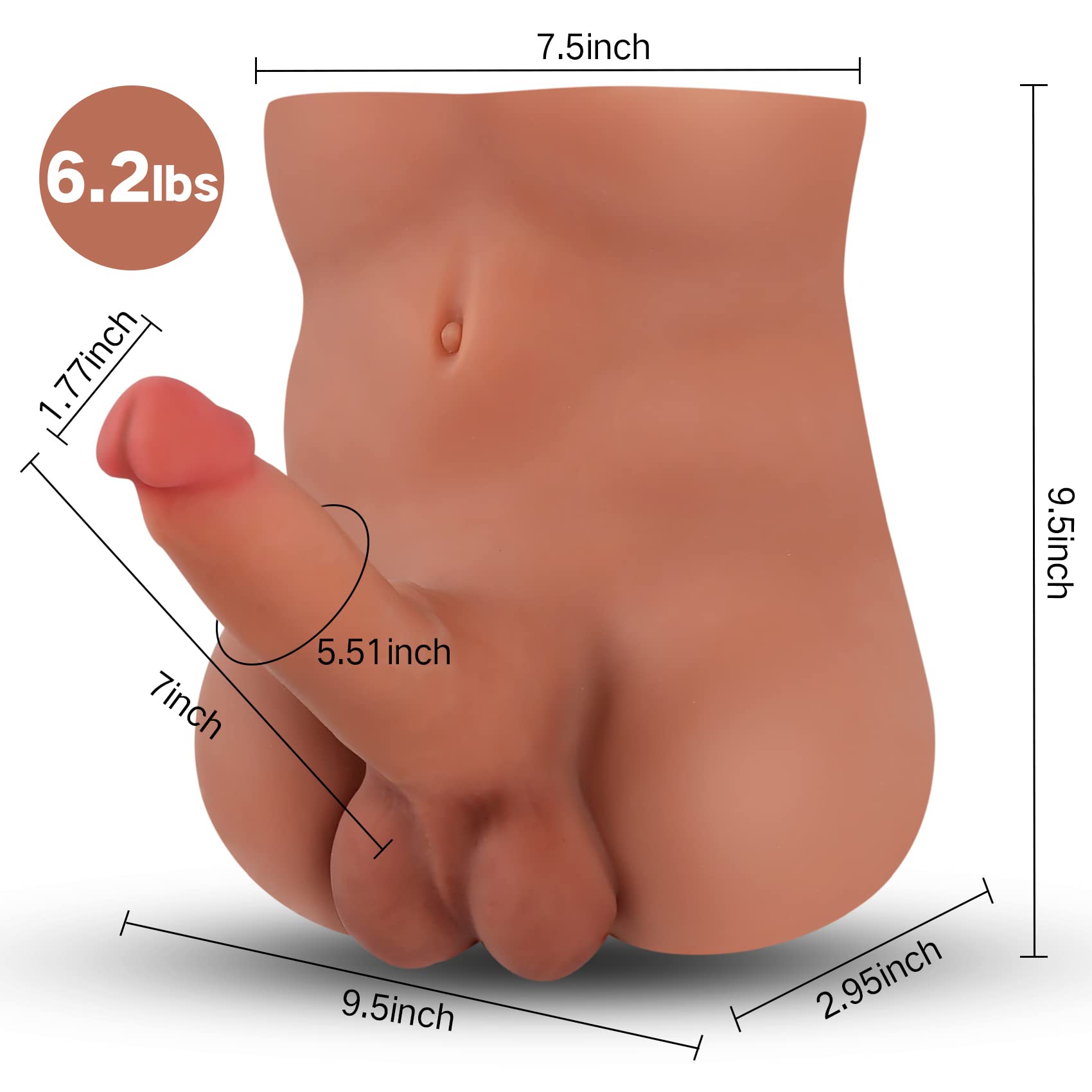 Realistic Male Sex Doll with Flexible Dildo Penis - Lifelike Adult Sex Toy for Women & Couples - Anal & Masturbation Toy for Men & Gay - Brown (Perfect for Solo Play, Couples Exploration & LGBTQ+ Experiences)