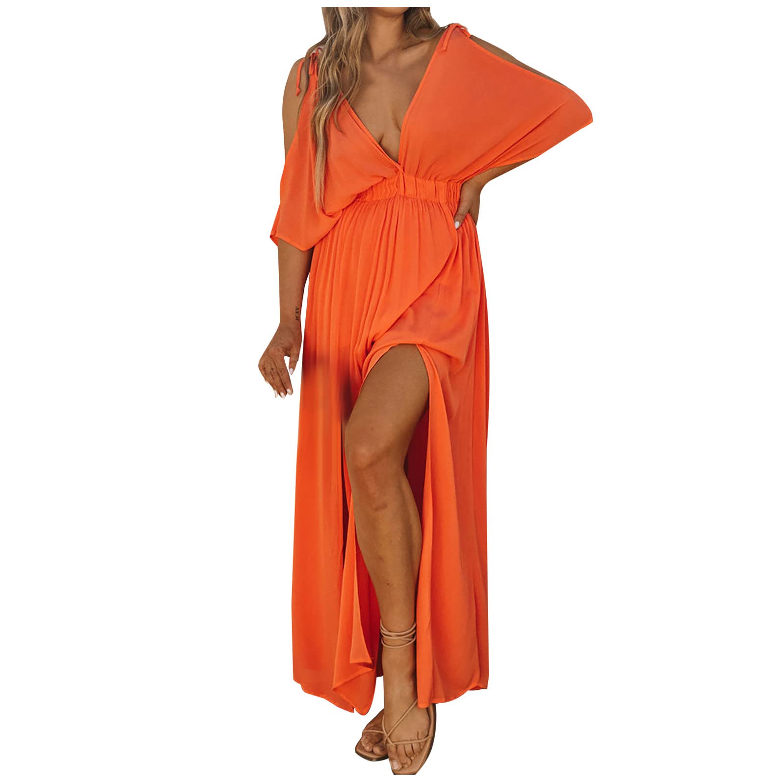 Sexy Off Shoulder Sleeveless Evening Dress for Women - Formal V Neck Zipper Long Gown with Princess Silhouette | Perfect for Summer Parties, Prom, Cocktail Events & Special Occasions