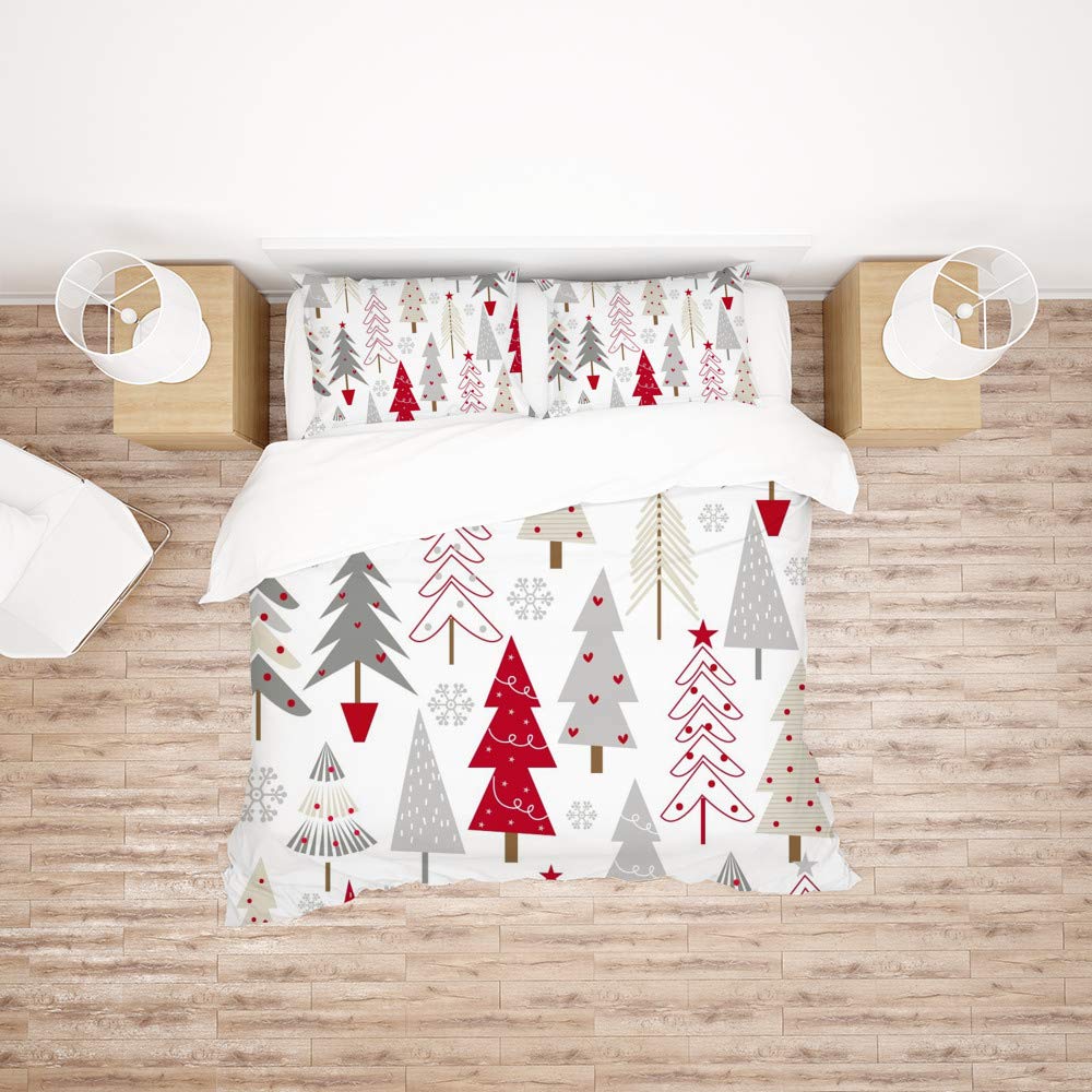 Christmas Snowflakes Seamless Duvet Cover Set - 3 Piece Microfiber Polyester Bedding with Pillowcases - King Size Quilt Set for Holiday Home Decor & Cozy Winter Bedroom