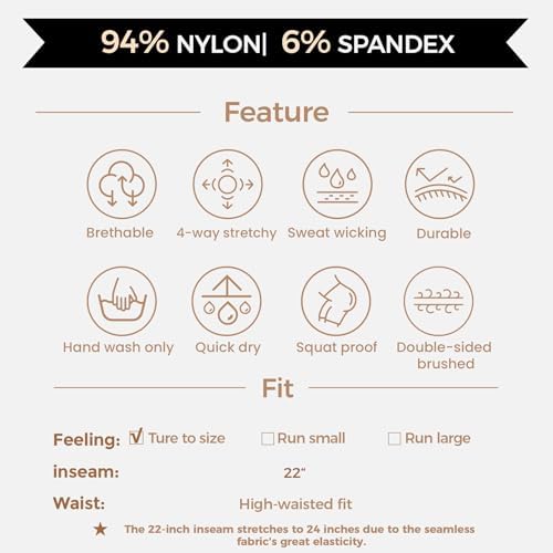 Aoxjox High Waisted Seamless Scrunch Leggings for Women - Tummy Control Workout Yoga Pants - Gym, Running, Fitness & Activewear - 22 Inch Length - Perfect for Yoga, Pilates & Lounge Wear