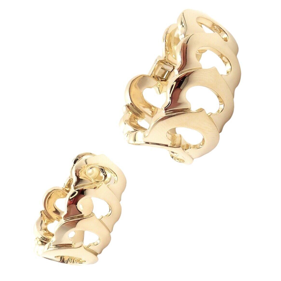 Authentic Cartier 18k Yellow Gold Signature C De Cartier Large Hoop Earrings - Luxury Jewelry for Women, Perfect for Weddings, Parties & Special Occasions