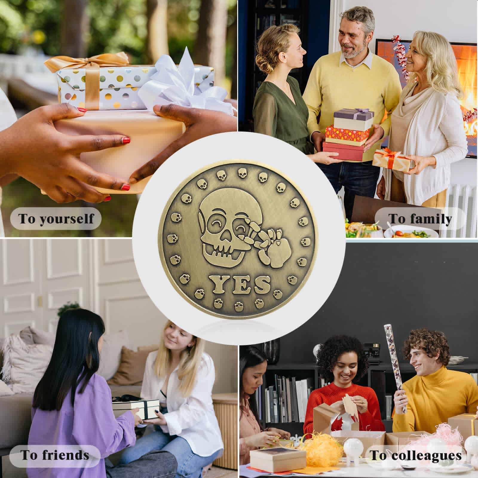 Yes No Coin - Decision Maker Flip Coin for Fun Choices - Novelty Destiny Coin for Women & Men - Funny Party Game Supplies with Skull Pattern - Perfect for Gifts, Games, and Decision Making