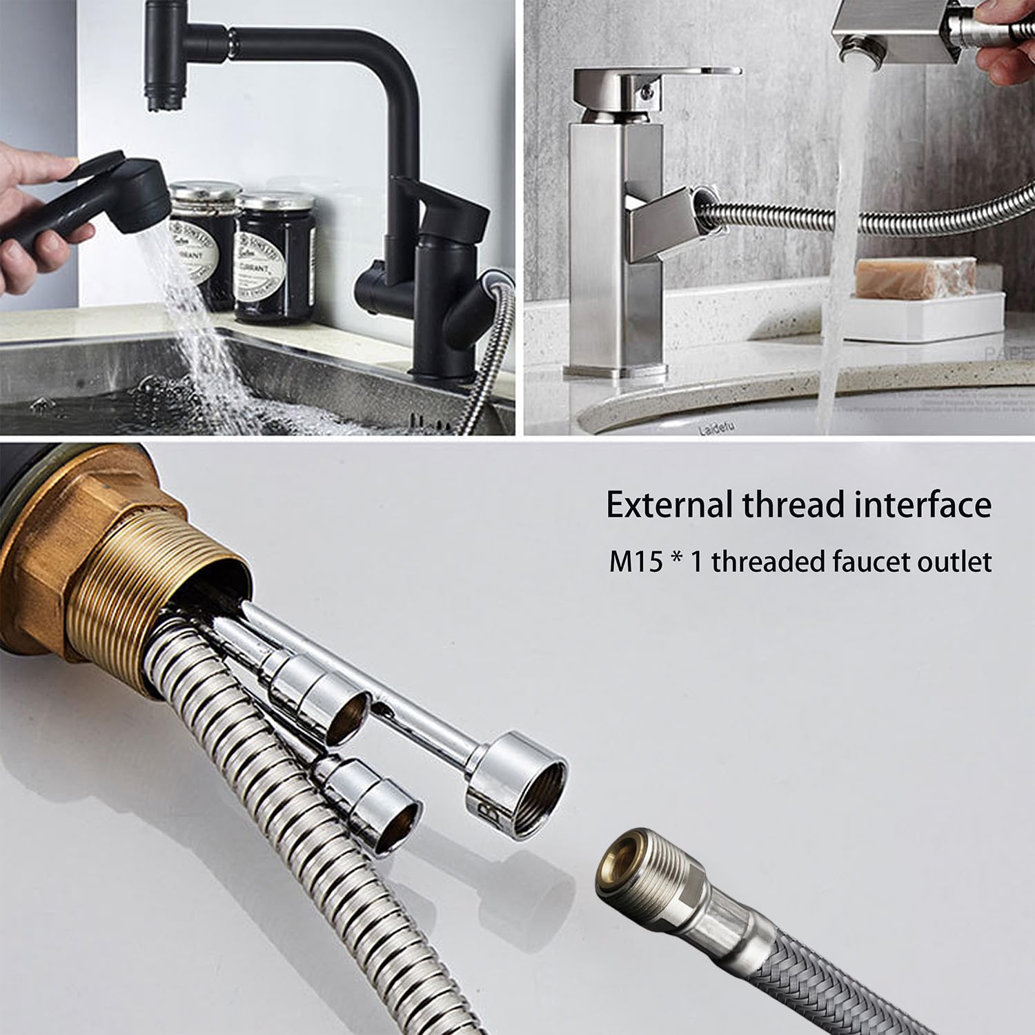 59-Inch Pull Down Kitchen Faucet Spray Hose Replacement - Durable Kitchen Sink Faucet Pull-Out Spray Hose for Easy Cleaning and Dishwashing