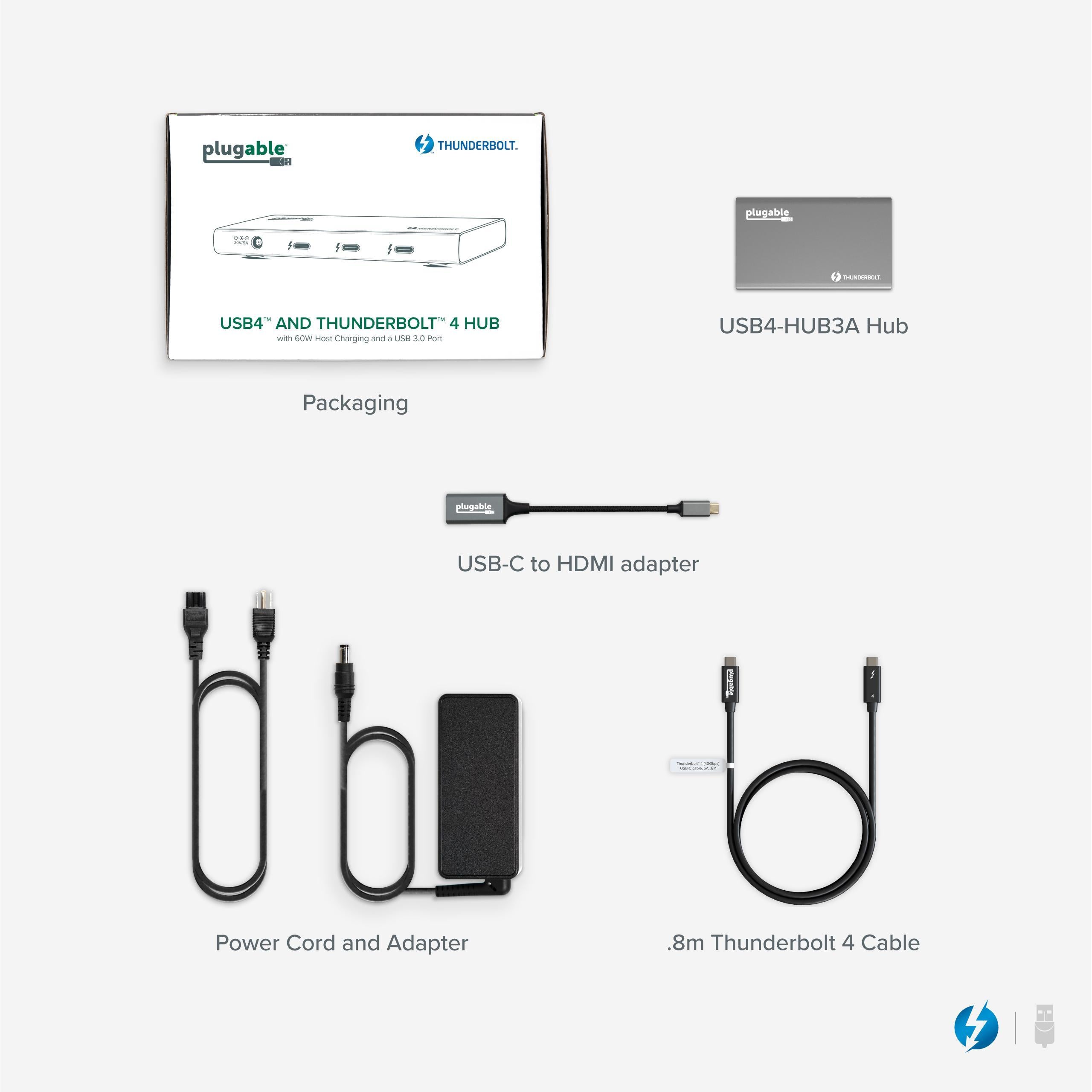 Plugable 5-in-1 Thunderbolt 4 & USB4 Hub with 40Gbps Speed - Perfect for MacBook Pro, Windows Laptops & Home Office Setup