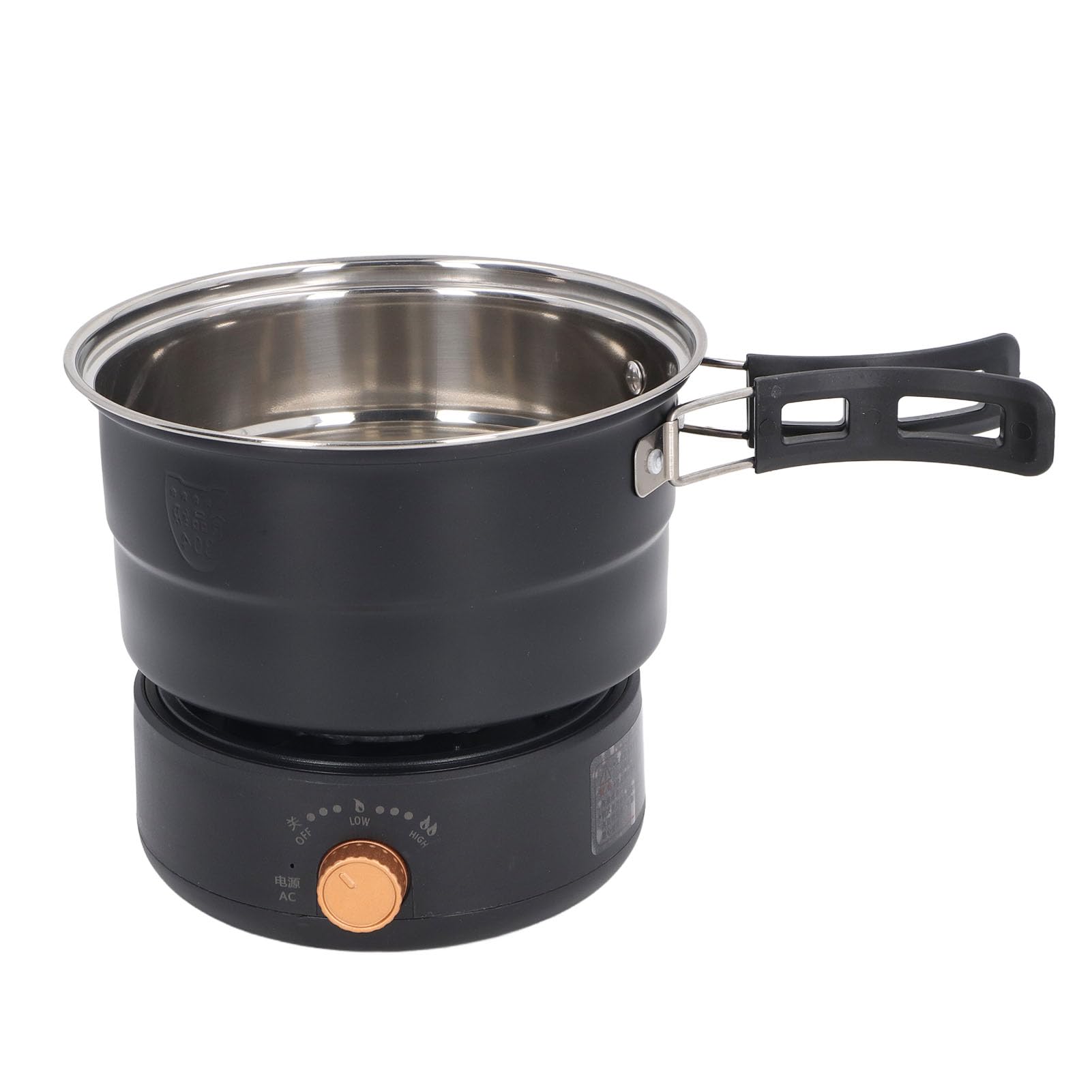 500W 1.6L Multifunctional Electric Cooker - Portable Mini Ramen Pot with Foldable Handle for Noodles, Steak, Eggs & Stir-Frying | Perfect for Dorm, Office, Camping & Small Kitchen Cooking
