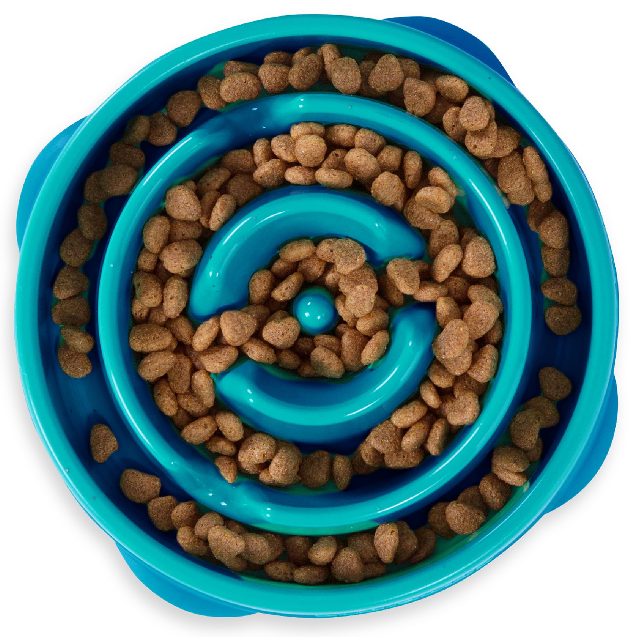 Outward Hound Fun Feeder Slo Bowl - Slow Feeder Dog Bowl for Medium & Small Dogs, Turquoise - Prevent Fast Eating & Bloat for Pets - Perfect for Mealtime & Training
