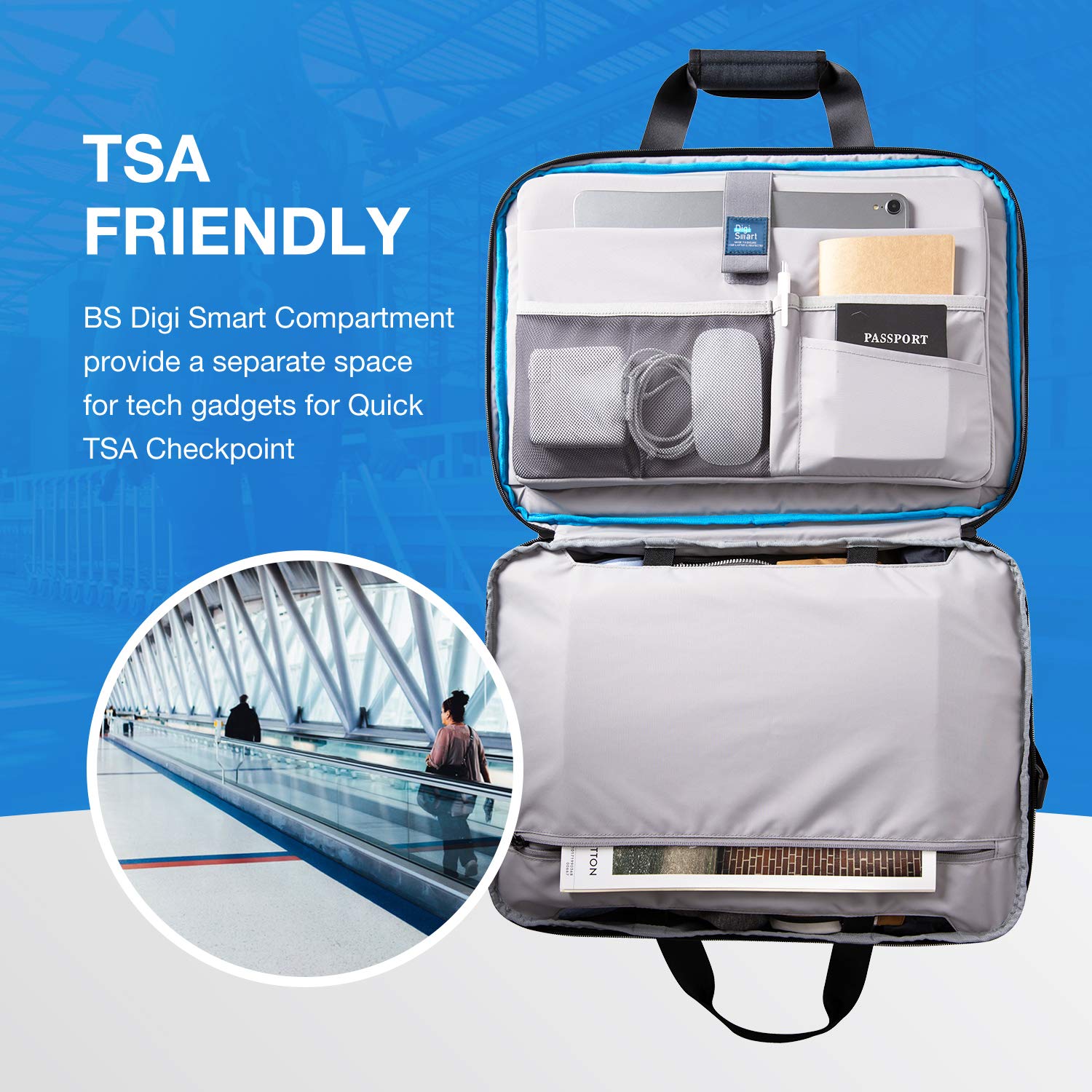 BAGSMART Expandable Travel Duffle Bag - Waterproof Anti-Theft Weekender Overnight Bag with Shoe Compartment & USB Port (Grey) - Perfect for Gym, Business Trips & Weekend Getaways