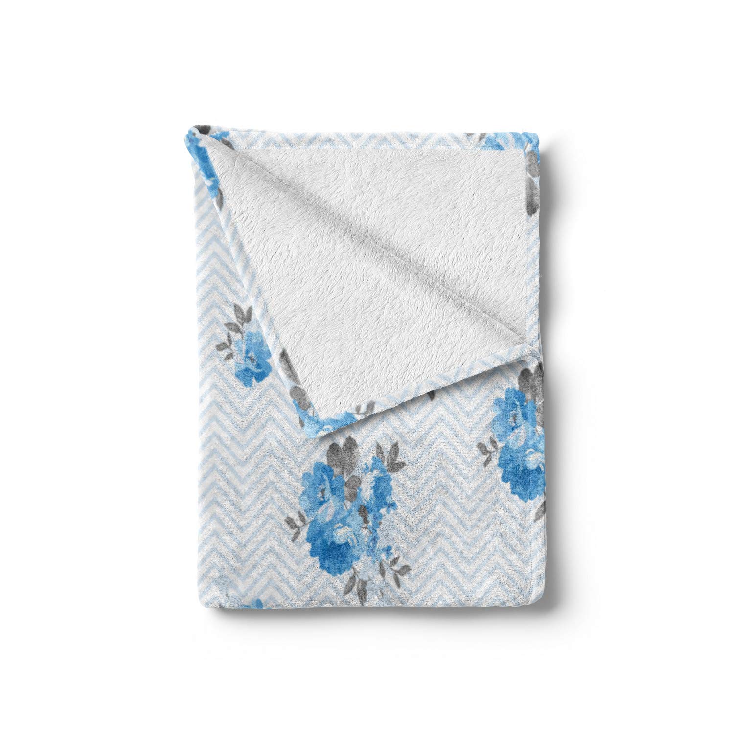 Ambesonne Blue Rose Floral Throw Blanket - Soft Flannel Fleece Couch Cover 50
