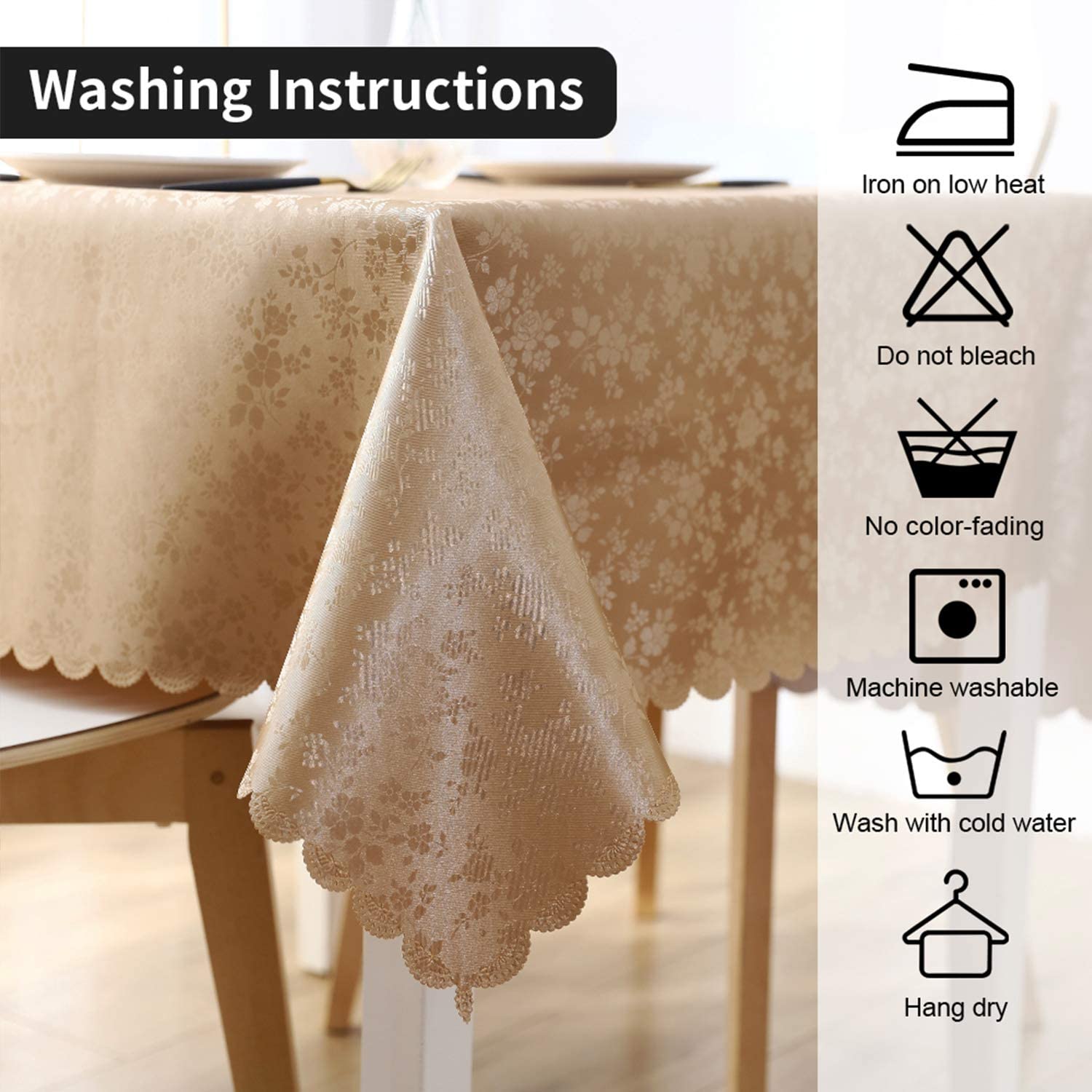 Smiry Square Waterproof Vinyl Tablecloth - Heavy Duty, Wipeable, Washable Kitchen & Dining Room Table Cover (54