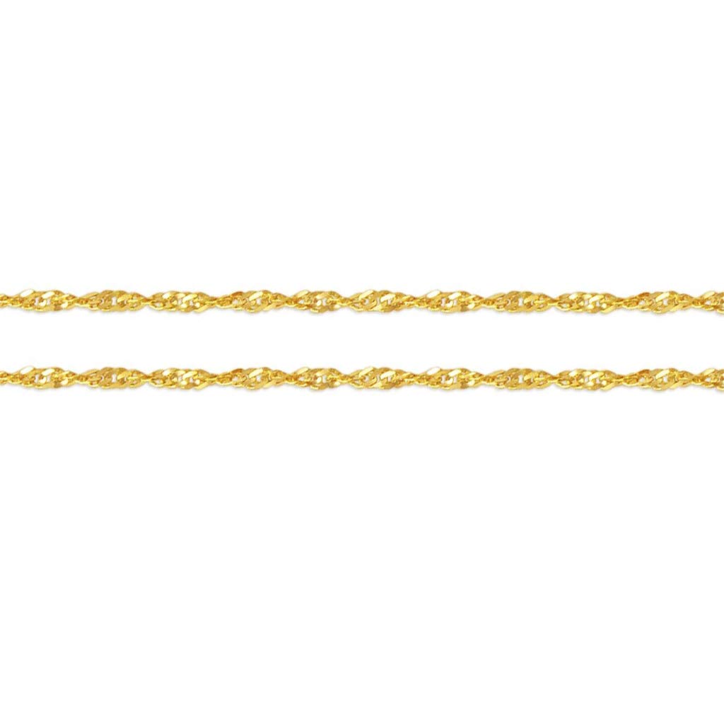 14K Yellow Gold Singapore Chain Necklace - Italian Crafted Strong & Shiny Link Jewelry for Women & Men - 16 to 24 Inches Length, 0.70MM to 2.50MM Width - Perfect Gift for Anniversary, Wedding & Special Occasions