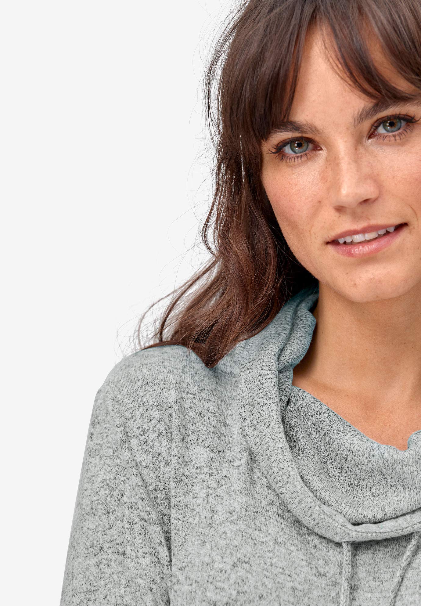 Ellos Women's Plus Size Funnel Neck Lounge Sweatshirt Tunic - Soft Casual Pullover for Relaxing at Home, Running Errands & Weekend Outfits