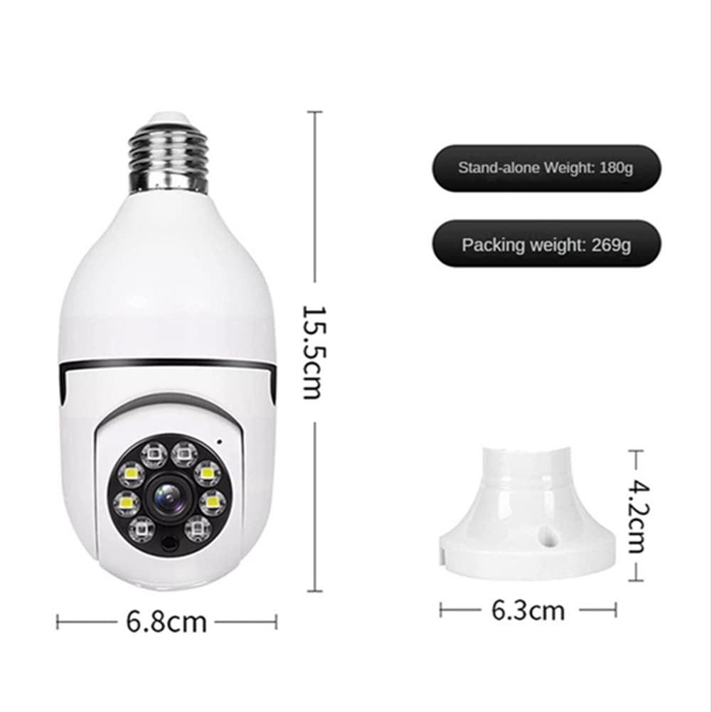 Haptufer 2.4G WiFi Smart Light Socket Security Camera - Wireless Bulb Camera with 1080P Full HD, Night Vision, Motion Detection - Ideal for Home Security, Baby Monitoring & Pet Watching