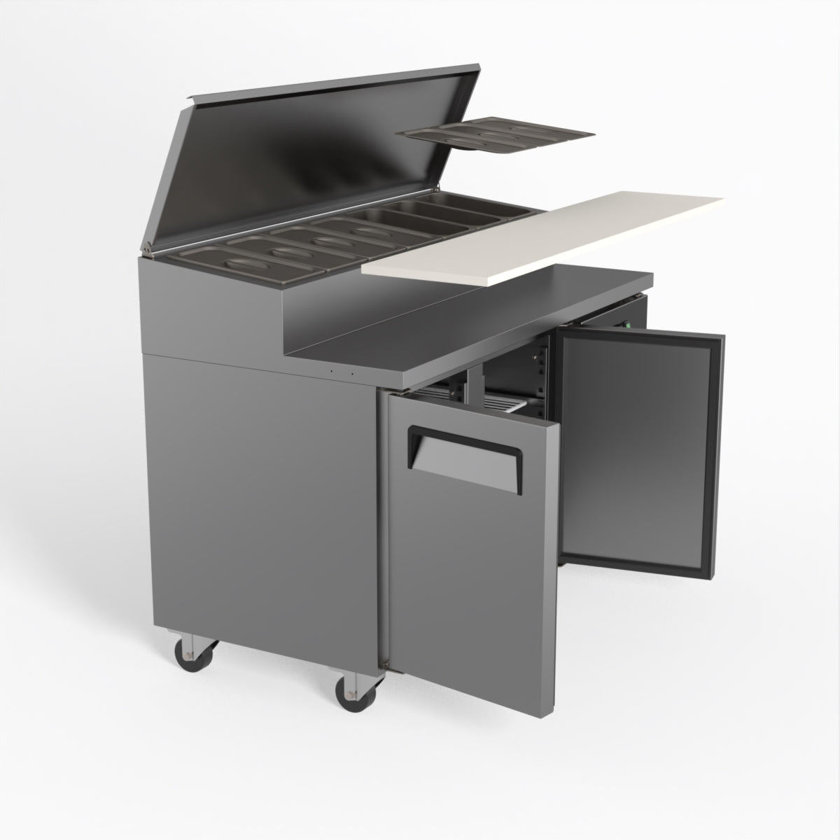 AG 2 Door Commercial Saladette Refrigerator - Holds 7 x 1/3 GN Food Pan Trays - Perfect for Restaurants, Delis & Catering Businesses