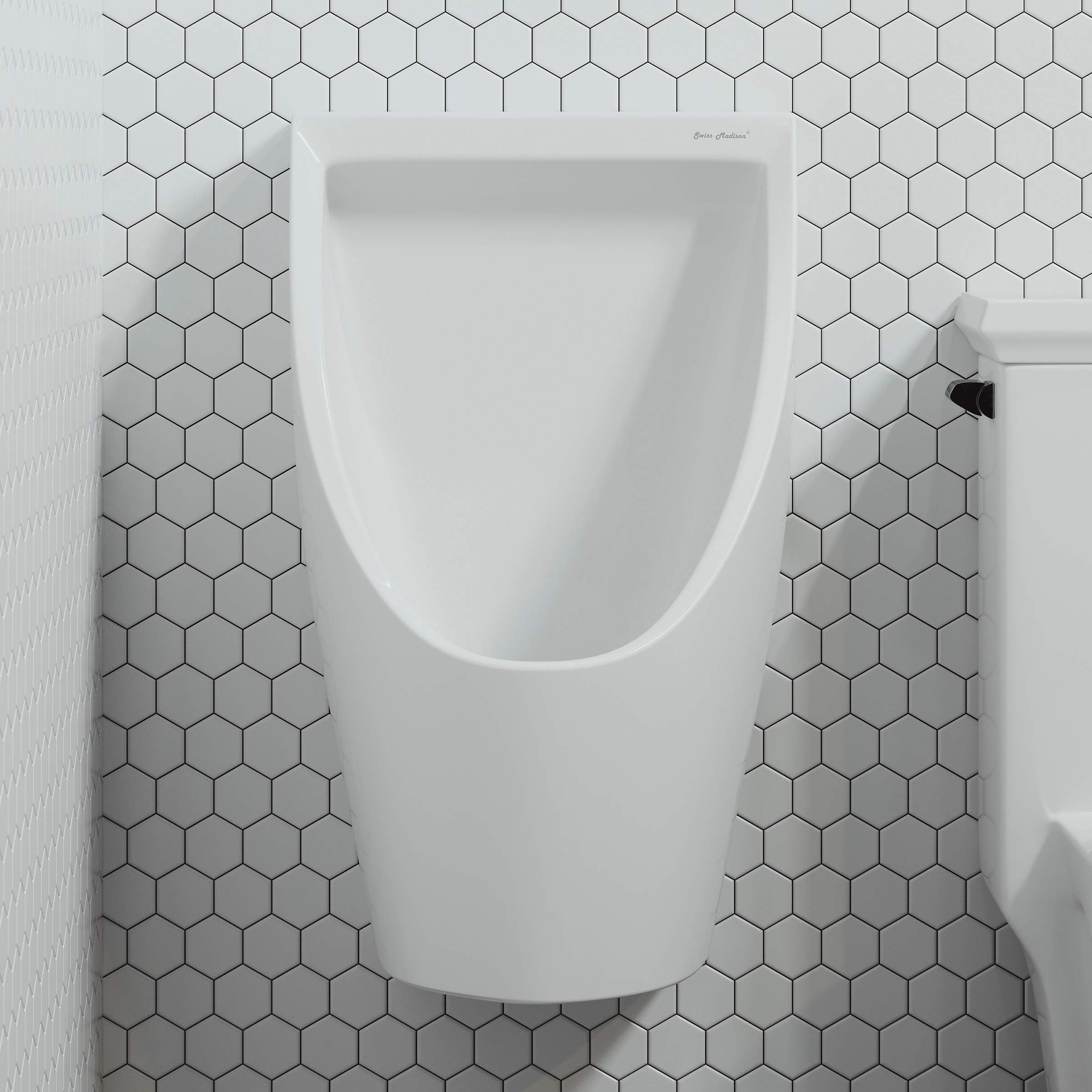 White Ceramic Urinal - ADA Compliant Wall-Mounted Toilet for Men - Ideal for Home, Office, and Public Restrooms