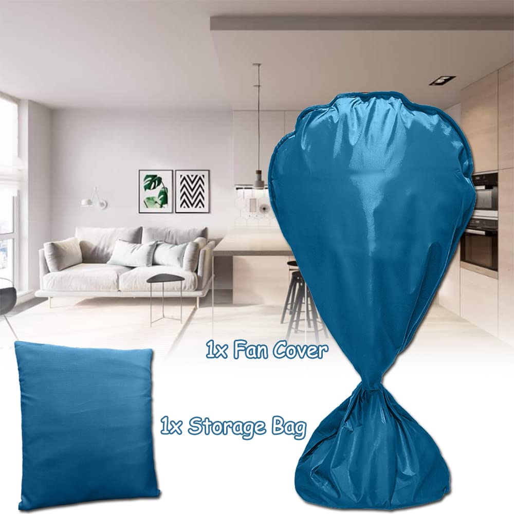 Heavy Duty 420D Waterproof Electric Fan Dust Cover - Washable & Durable Protective Sleeve for Pedestal Stand Fan, Floor Fan | Indoor & Outdoor Use, Home, Office, Patio Protection - Blue