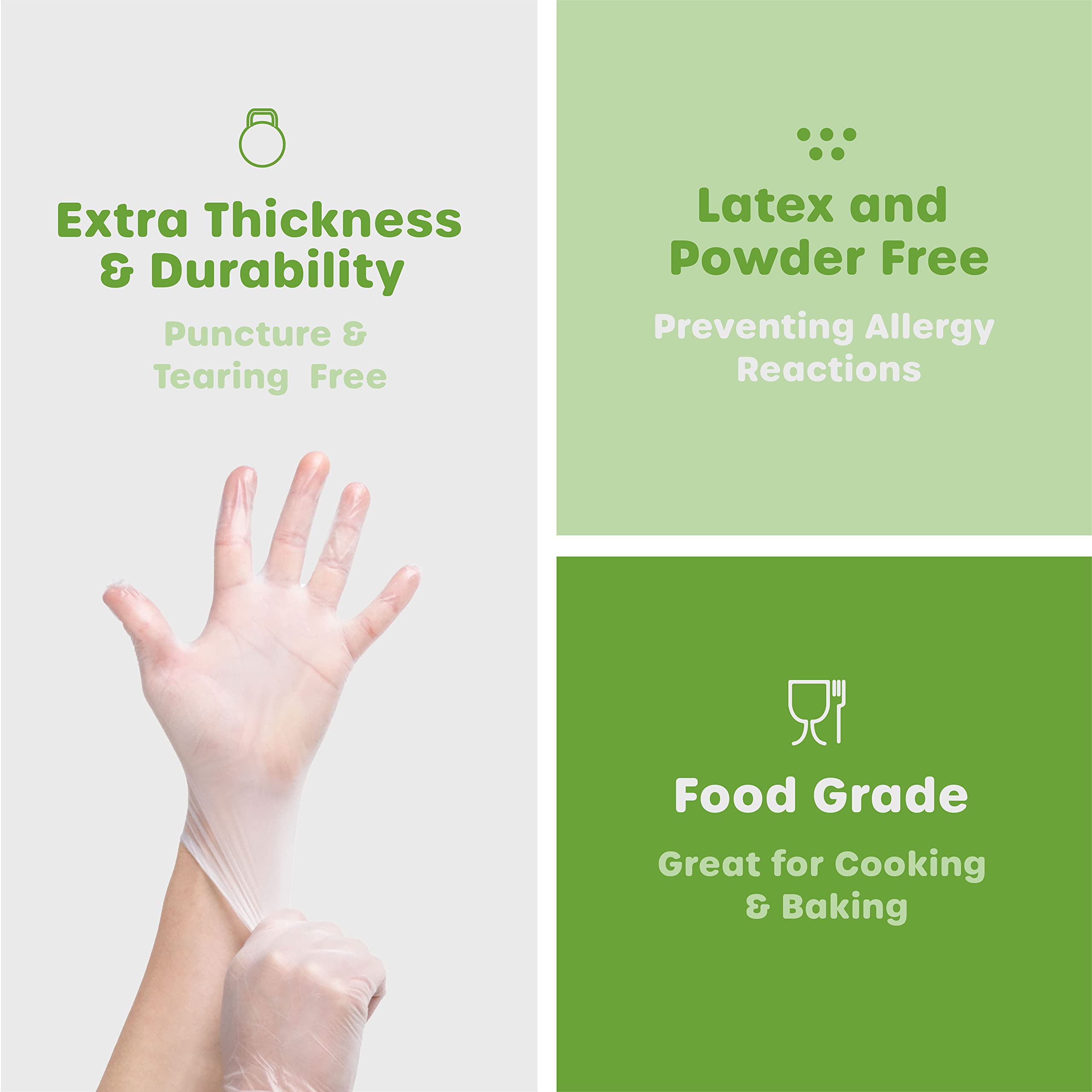 Disposable Vinyl Gloves Powder Free Latex Free - 100 Pack Clear Plastic Gloves for Cooking, Cleaning, Food Handling & Medical Use - Comfortable Protective Gloves for Kitchen, Salon, Healthcare & Lab Work