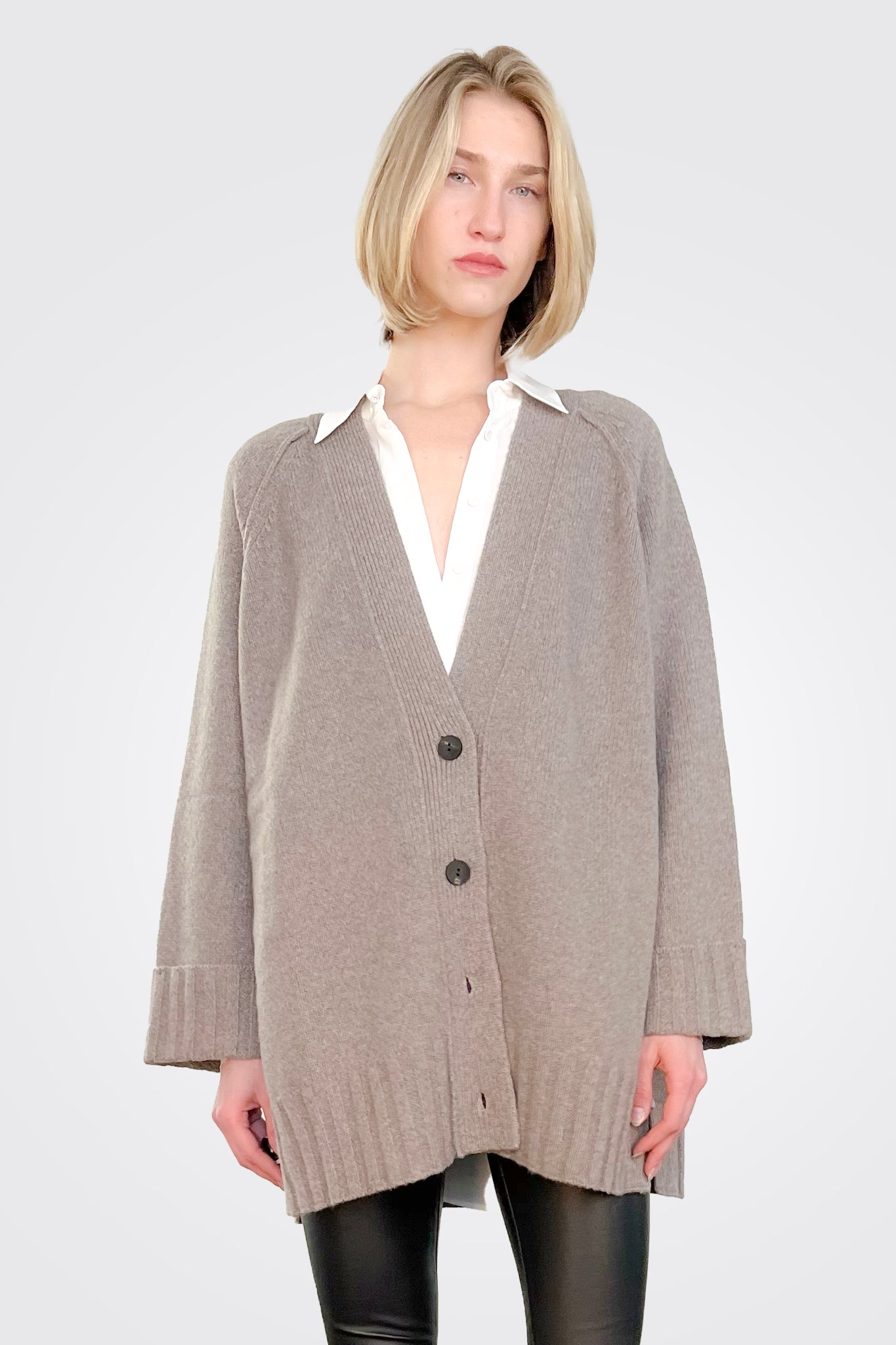 Premium Eco-Friendly Cashmere Cardigan for Women - Soft & Warm Taupe Sweater - Perfect for Fall, Winter & Cozy Home Wear