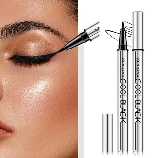 Black Eyebrow Pen with Fork Tip - Waterproof & Smudgeproof Microblading Eyebrow Pencil for Natural Defined Brows | Includes Eyebrow Brush & Eyeliner | Perfect for Daily Makeup, Salon Use & Special Occasions