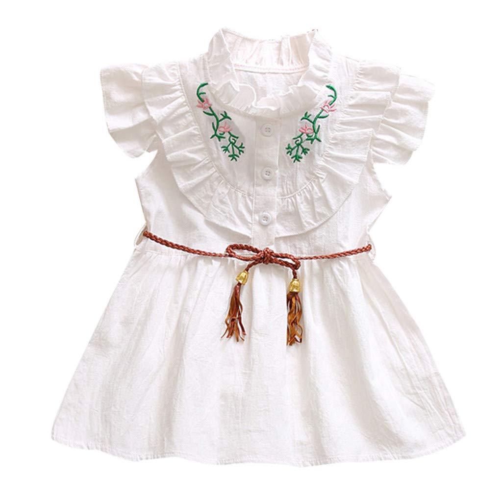Baby Girls' Ruffled Floral Sleeveless Tutu Dress - Cute Tulle Pageant Princess Outfit for Toddlers | Perfect for Birthday Parties, Photo Shoots & Special Occasions
