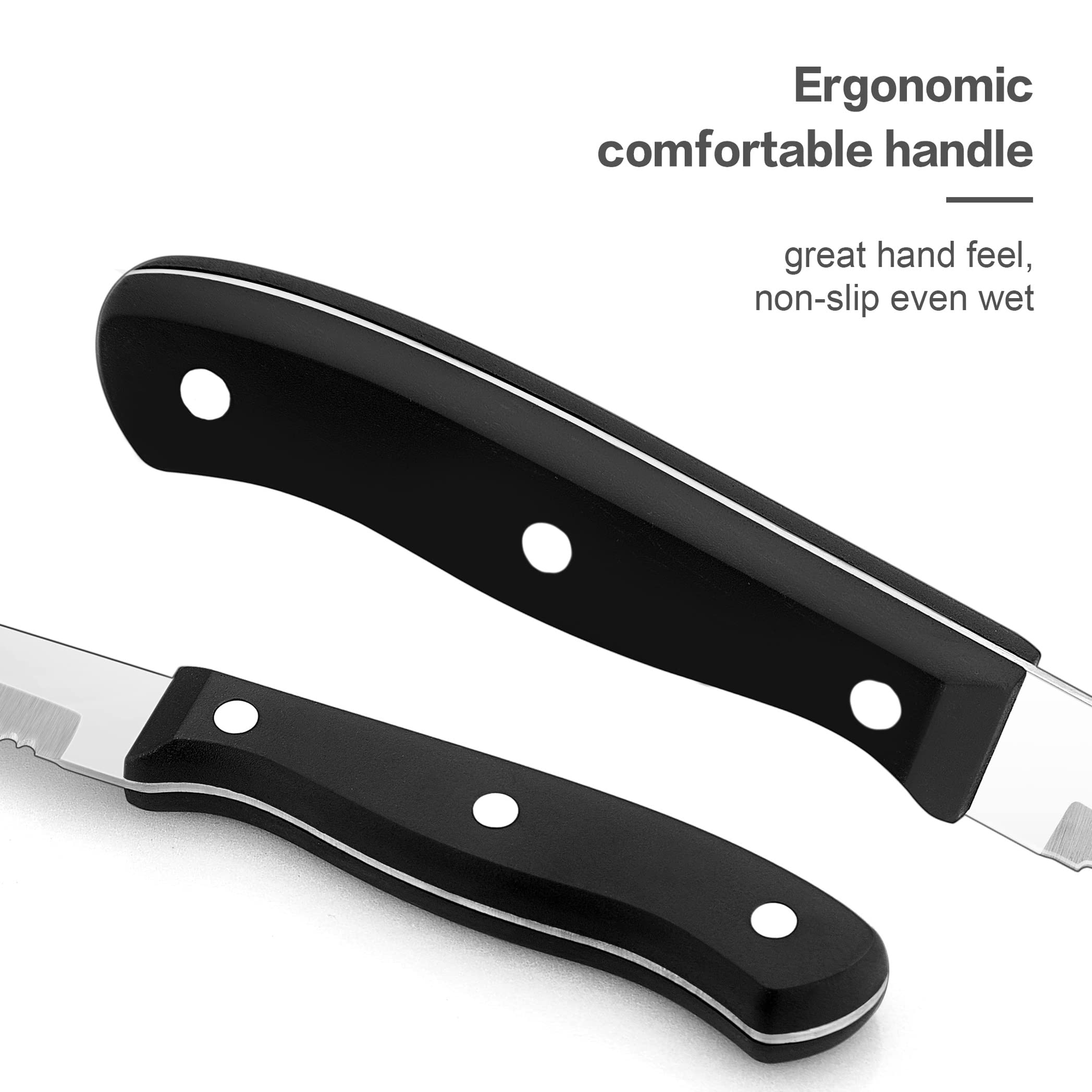 LIANYU 12-Piece Steak Knife Set - Premium Stainless Steel Serrated Edge Knives for Kitchen, Camping & Restaurant Use | Dishwasher Safe | Perfect for Grilling, BBQ Parties & Fine Dining