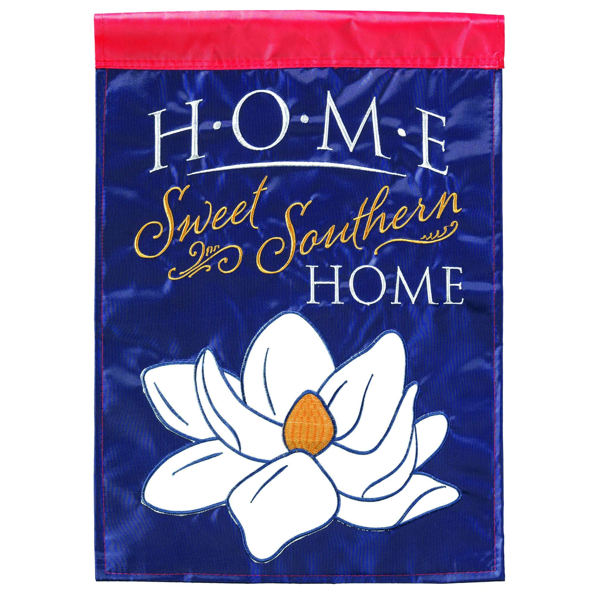 Magnolia Garden Outdoor Hanging Flag - 13 x 19 Inch Blue Polyester Decorative Banner for Porch, Patio & Yard Decor | Southern Home Sweet Home Theme